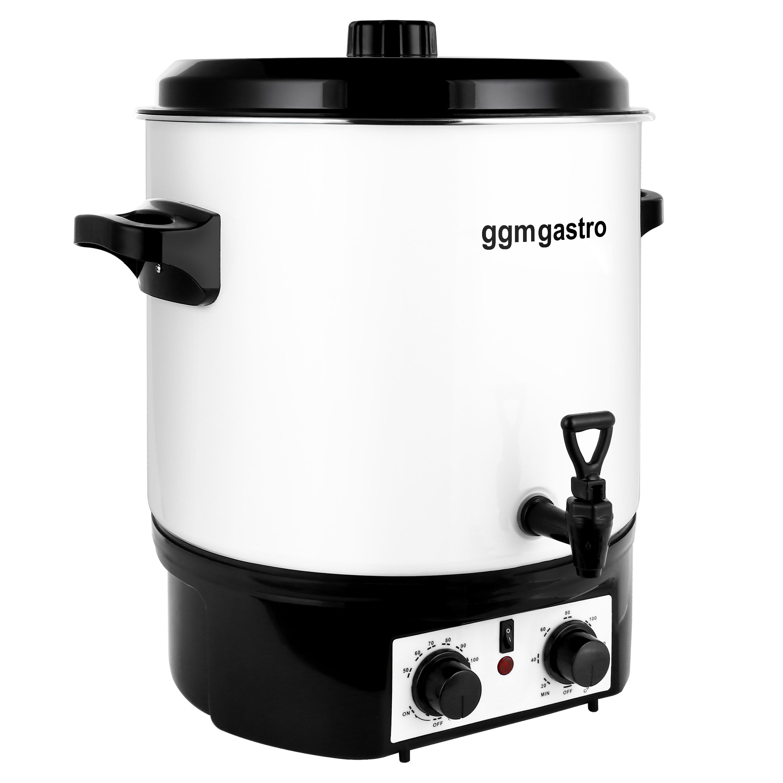 Distributeur de boissons chaudes professionnel - 27L - 1,8kW - Réglage de température en continu 30–110°C - Blanc - avec robinet de vidange et Minuteur numérique