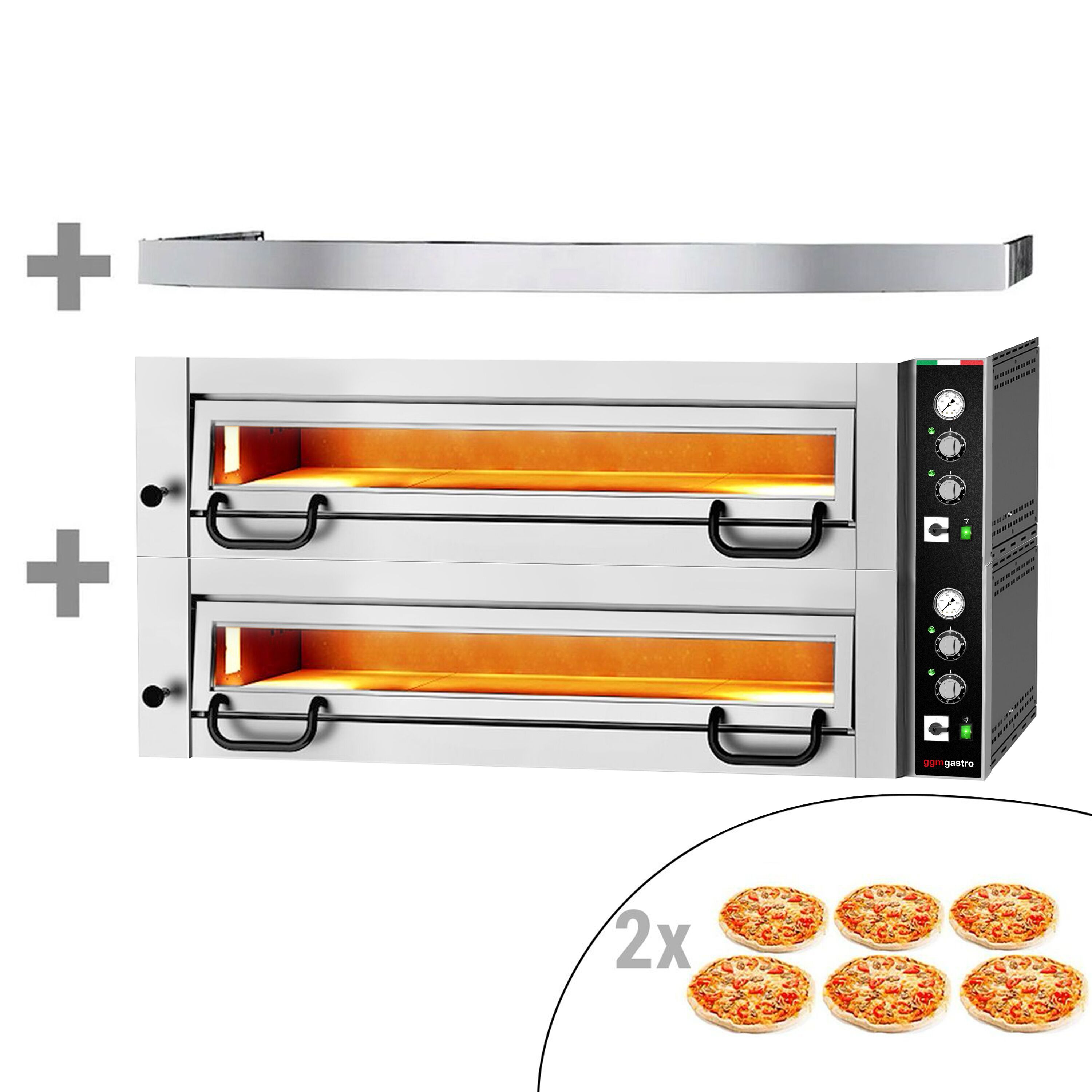 Four à pizza électrique Power – 6+6 x 34 cm – Manuel – incl. hotte