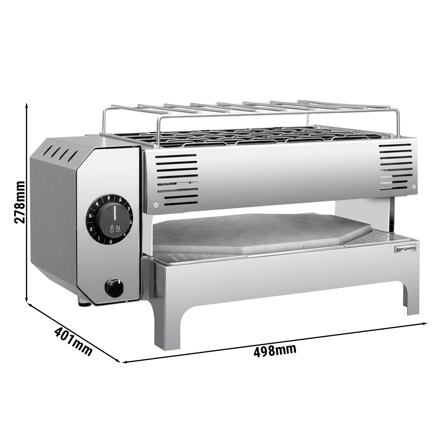 Four à pizza Speed PROFESSIONNEL électrique Compact - Sole en pierre réfractaire - 1 x 1 pizzas Ø28cm - 230V - Commandes mécaniques - jusqu’à 300°C - incl. Pelle à pizza
