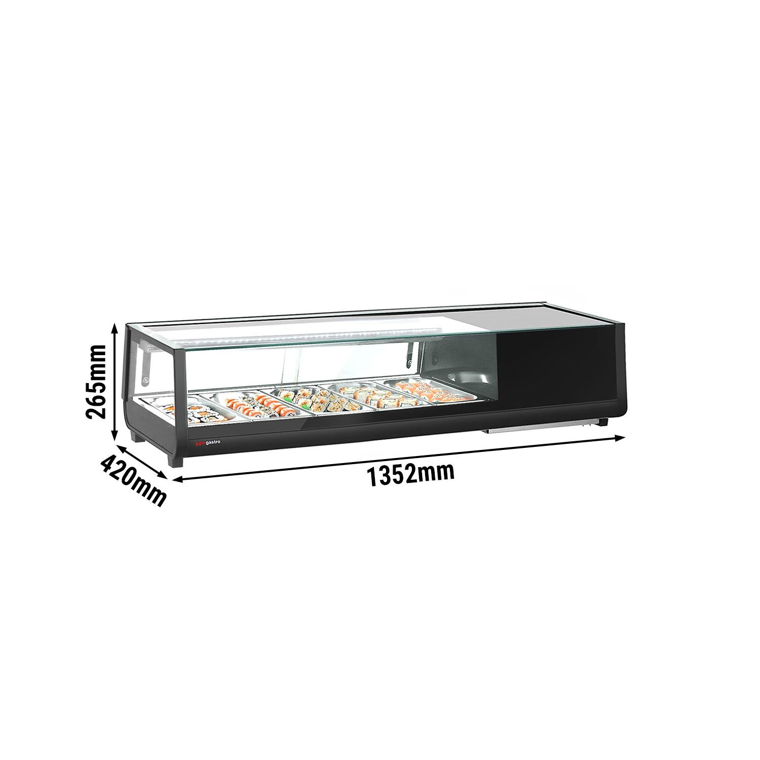 Sushi-Kühlvitrine - 5x GN 1/3 - Schwarz