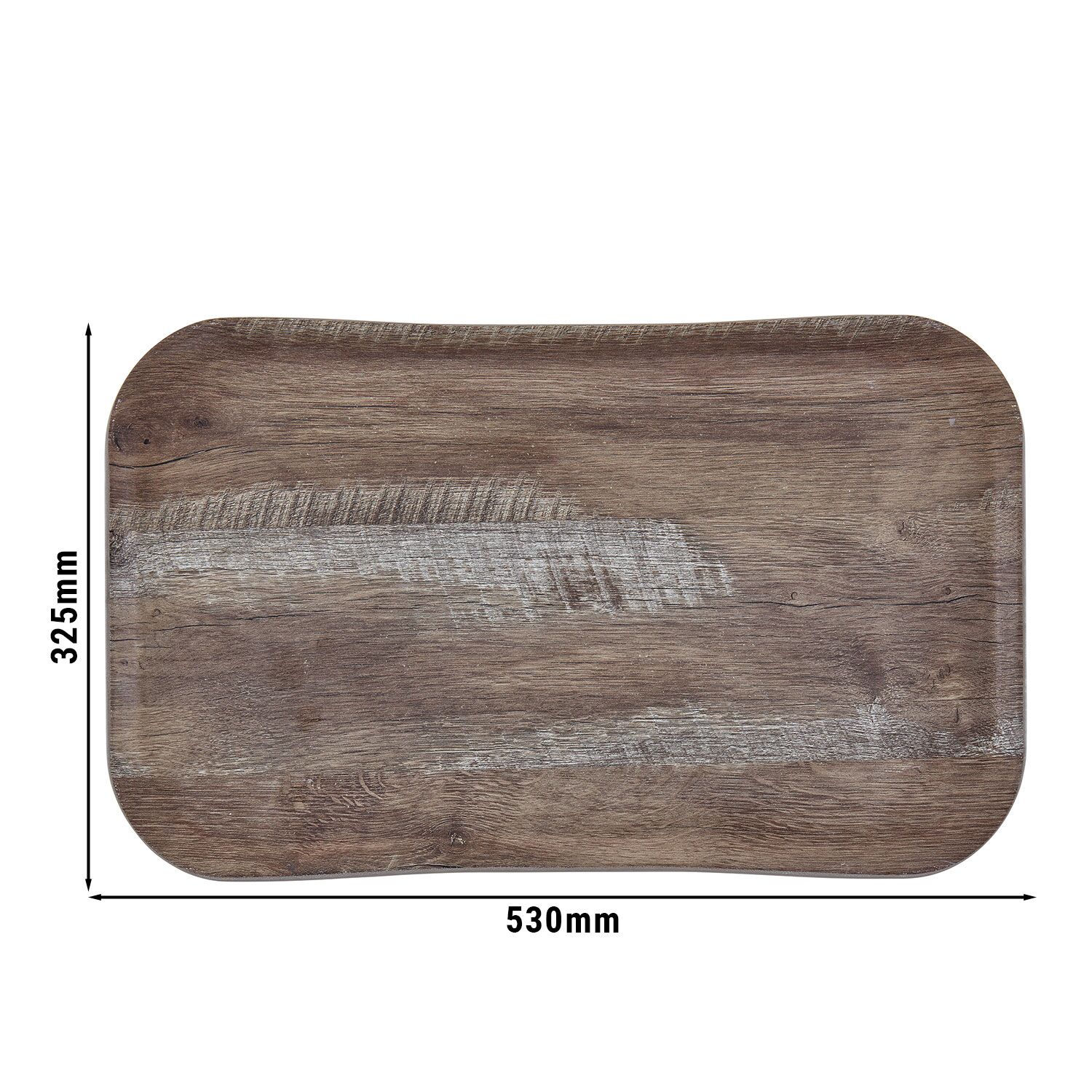 (12 pieces) CAMBRO | CENTURY™ Fibreglass Serving Tray – Dark Oak Wood Effect – GN 1/1 530×325 mm – Dishwasher safe