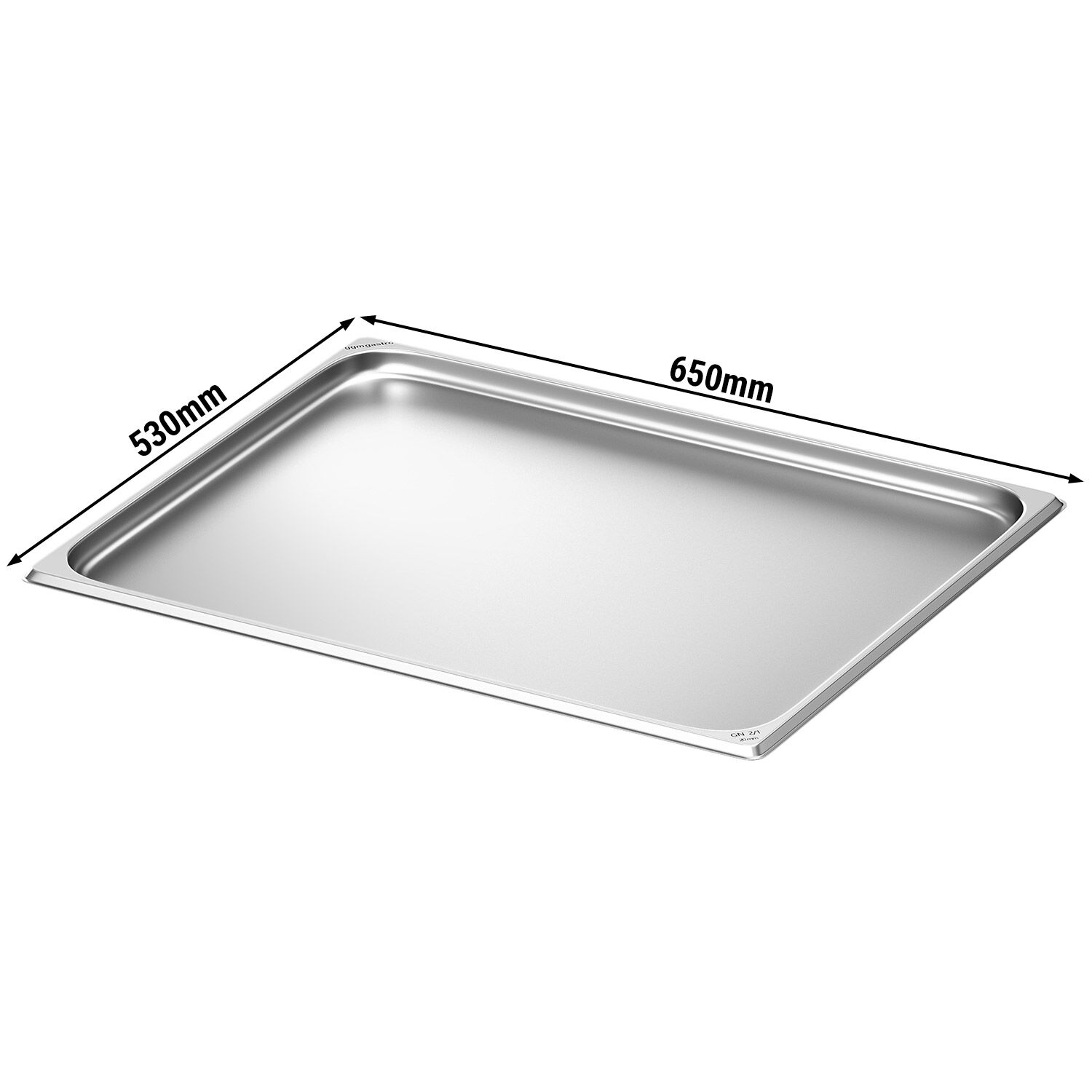 Bac GN 2/1 en inox - Hauteur : 20 mm