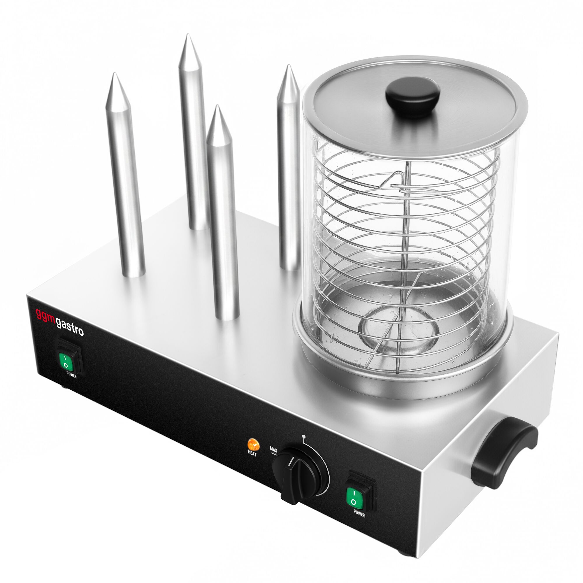 Urządzenie do hot-dogów - 1,1kW - z 4 bolcami do bułek