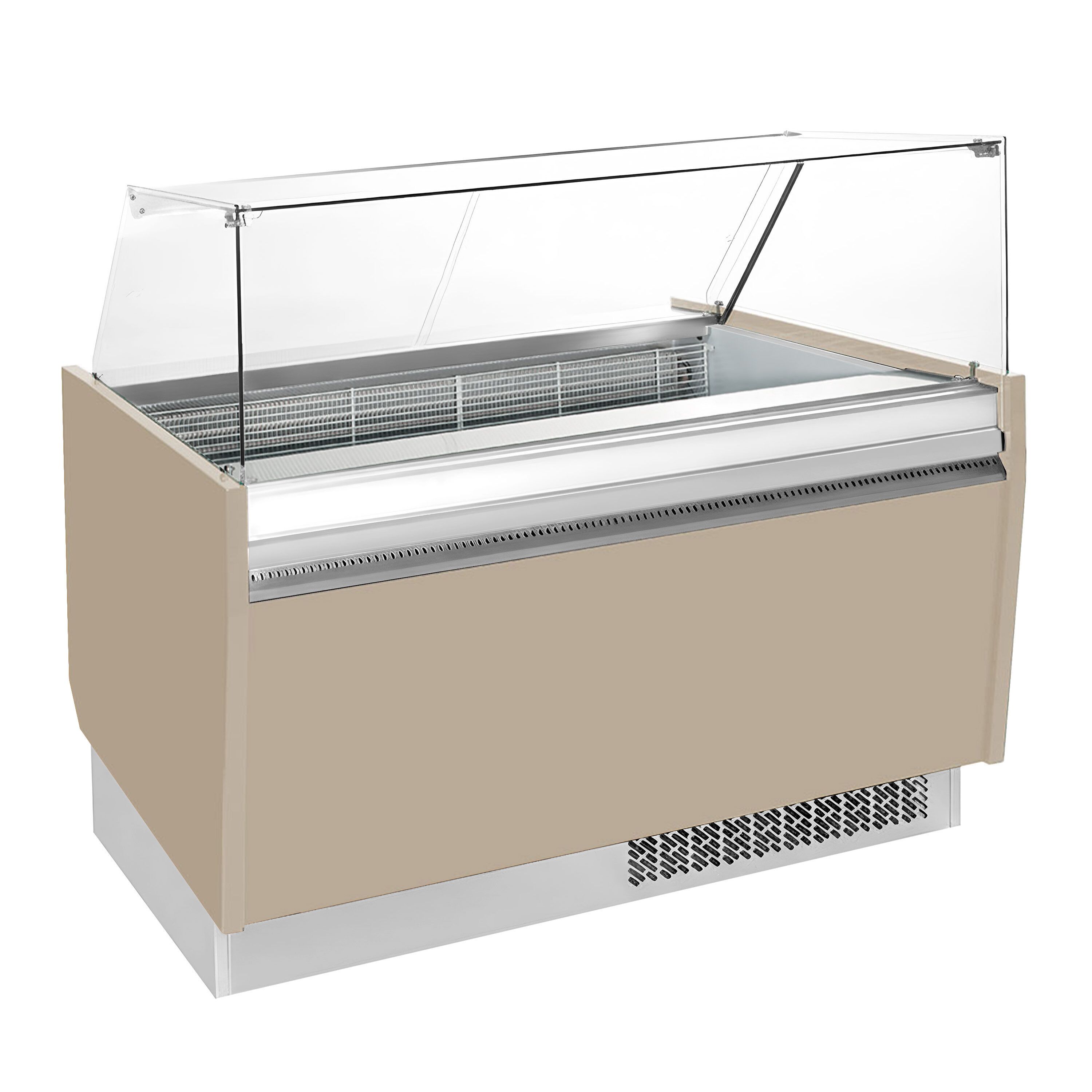 Vitrine à glace LIAM – 1560 mm – refroidissement statique – pour 13+13 bacs à glace de 5 litres – Beige
