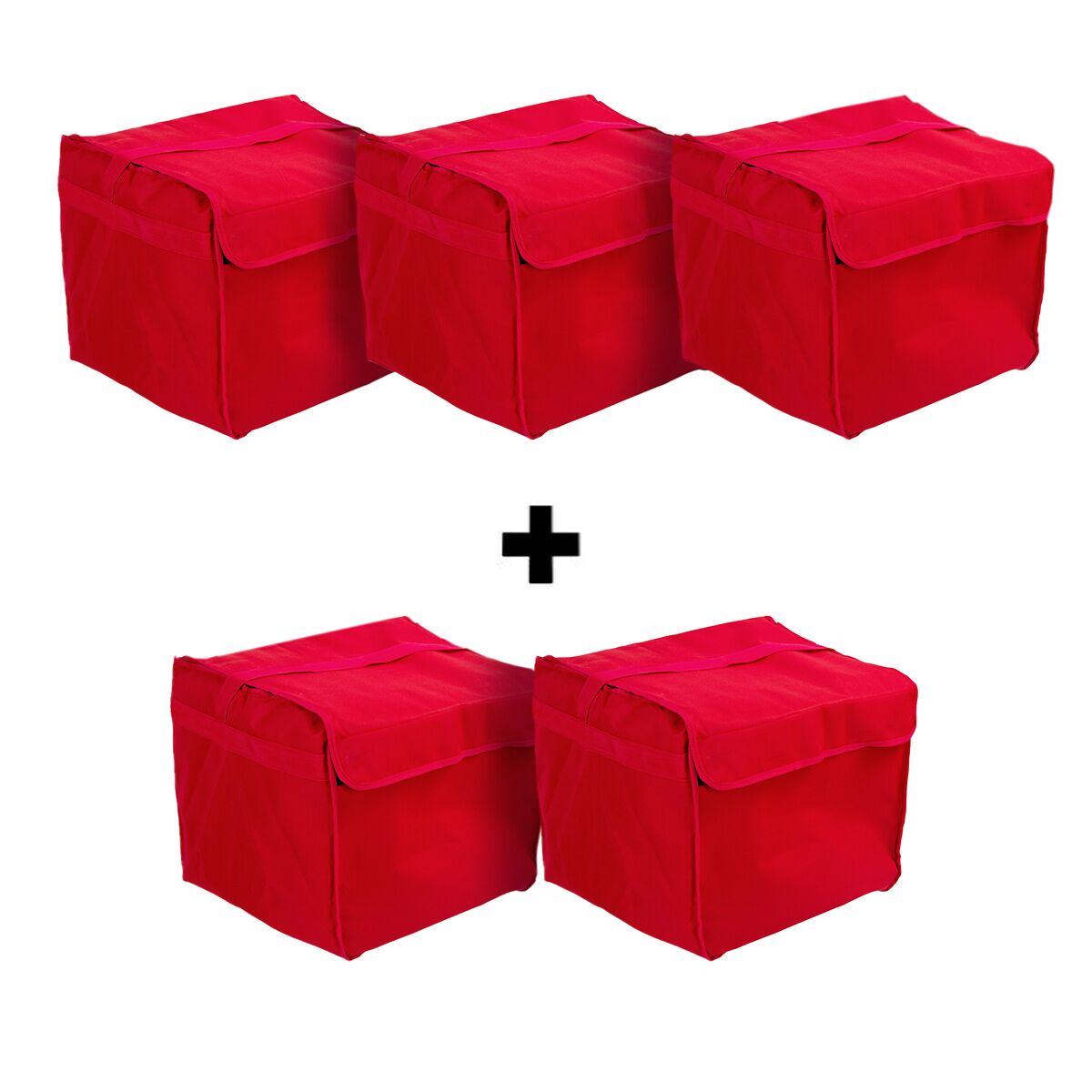 (5 pcs) Sac à pizza / Sac isotherme - pour 8 (par sac) boîtes à pizza 37x37cm - Rouge