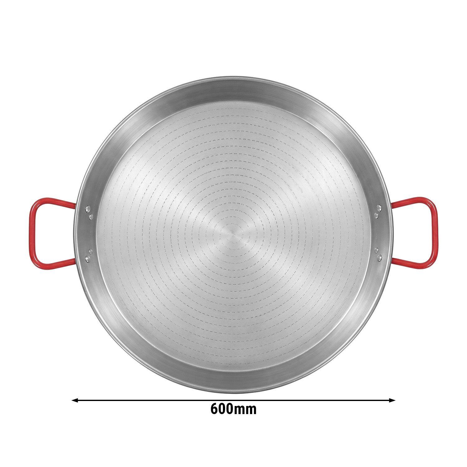 Poêle à paella - Ø 600mm - Acier au carbone - Poignées rouges
