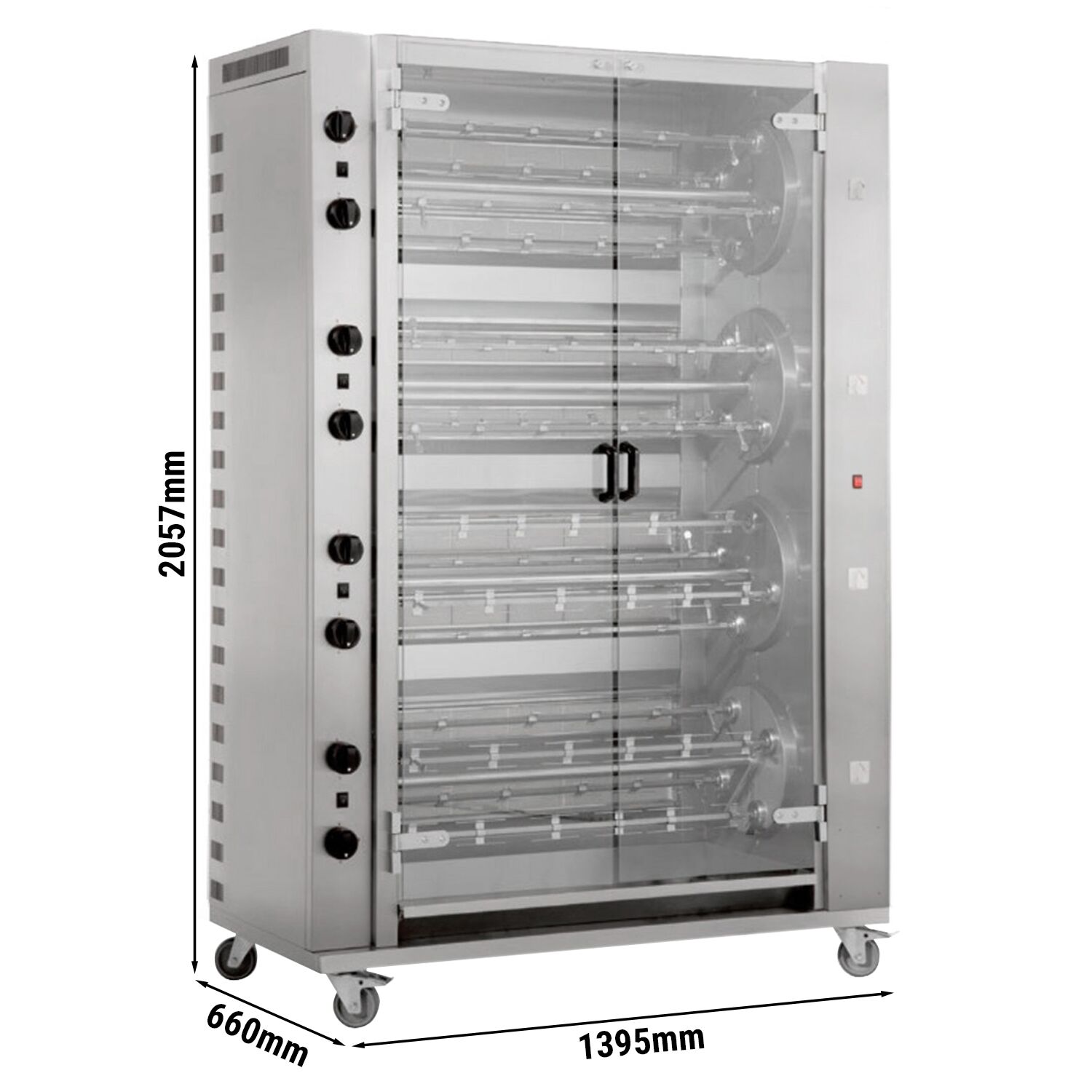 Gaz Rôtissoire à poulets Verticale - 16 broches pour jusqu’à 96 poulets - 74,4kW