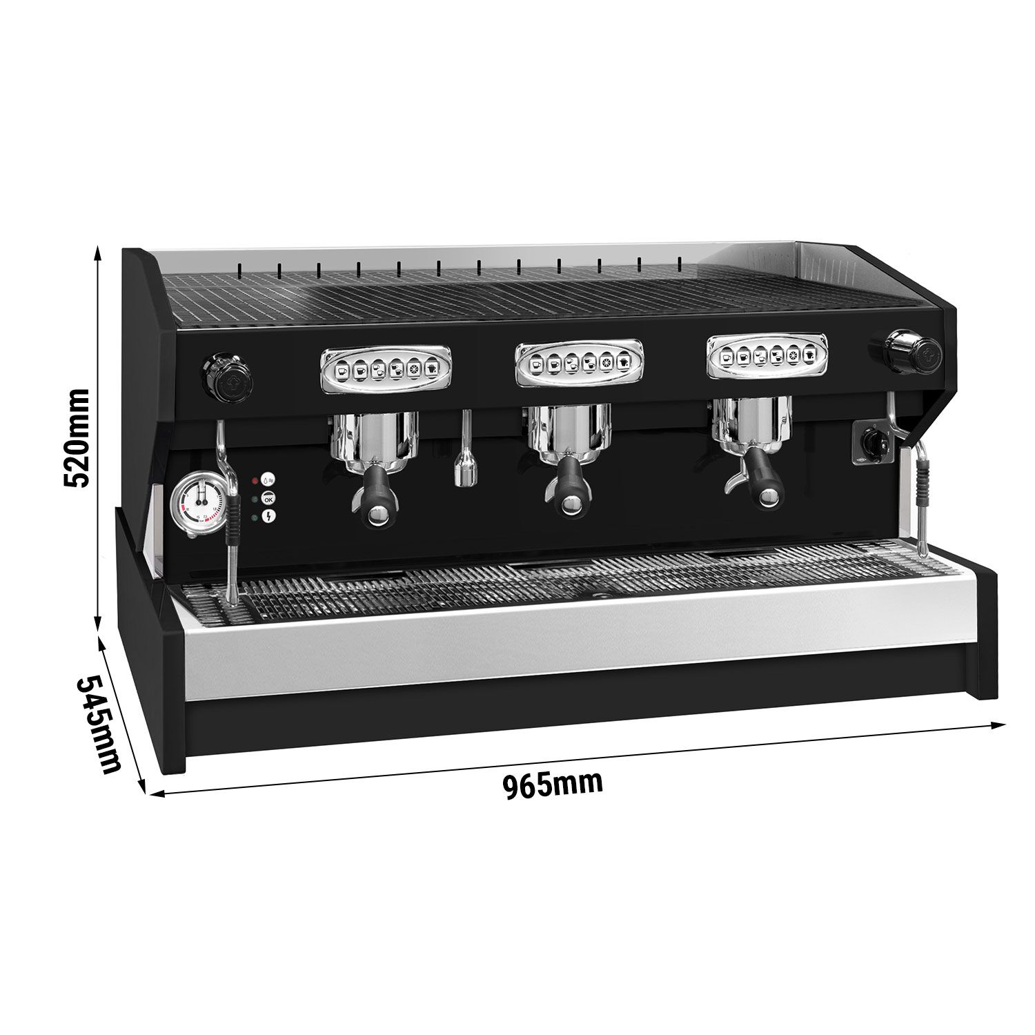 Machine à café porte-filtre « Eminence » – 3 groupes – avec système de préinfusion inclus – Noir