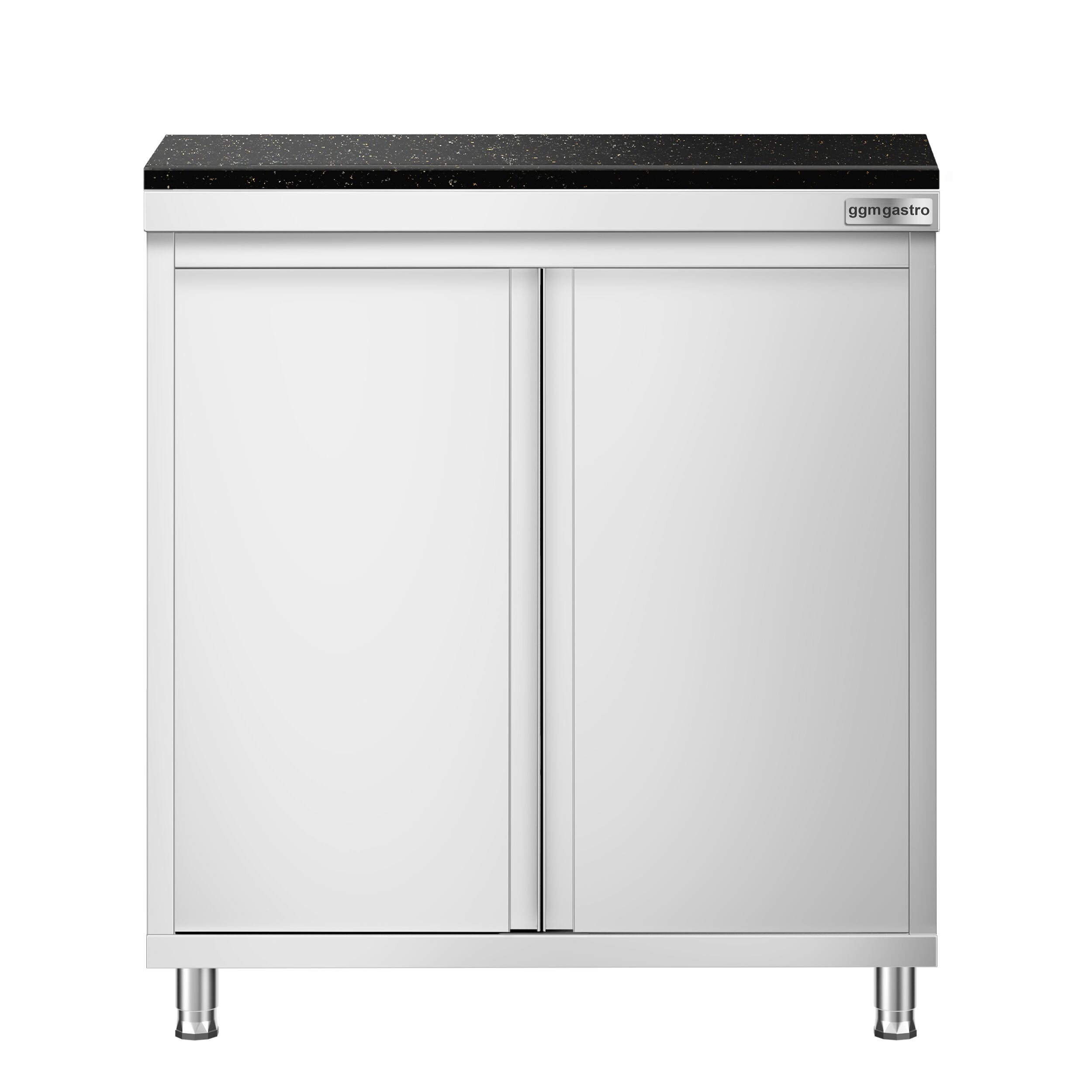 Edelstahl Arbeitsschrank PREMIUM - 800x600mm - mit Flügeltür - inkl. Granitarbeitsplatte