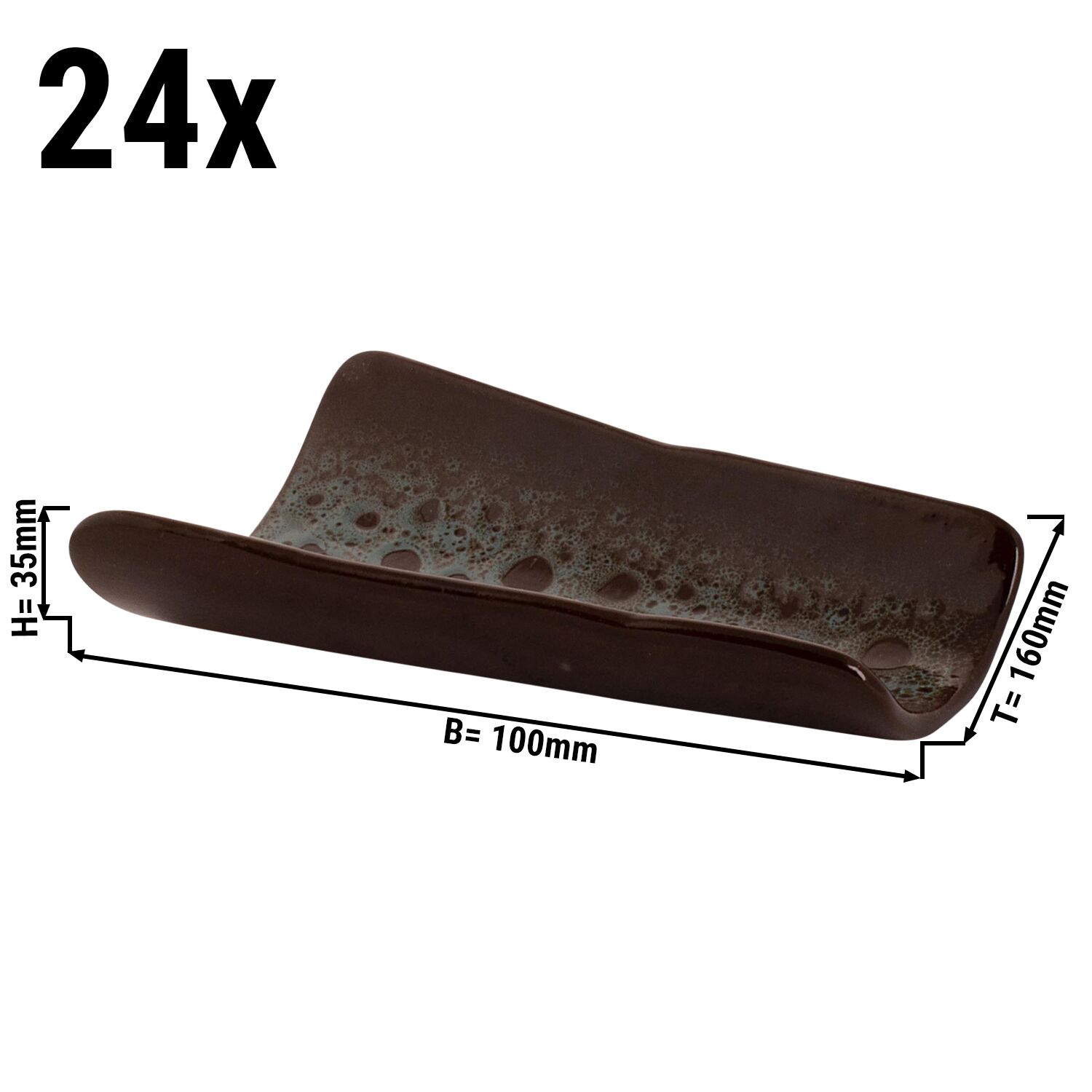 (24 pcs) Coupe - TURKEY - Grès (Stoneware) - rectangulaire - 155x100mm - Brun/Bleu