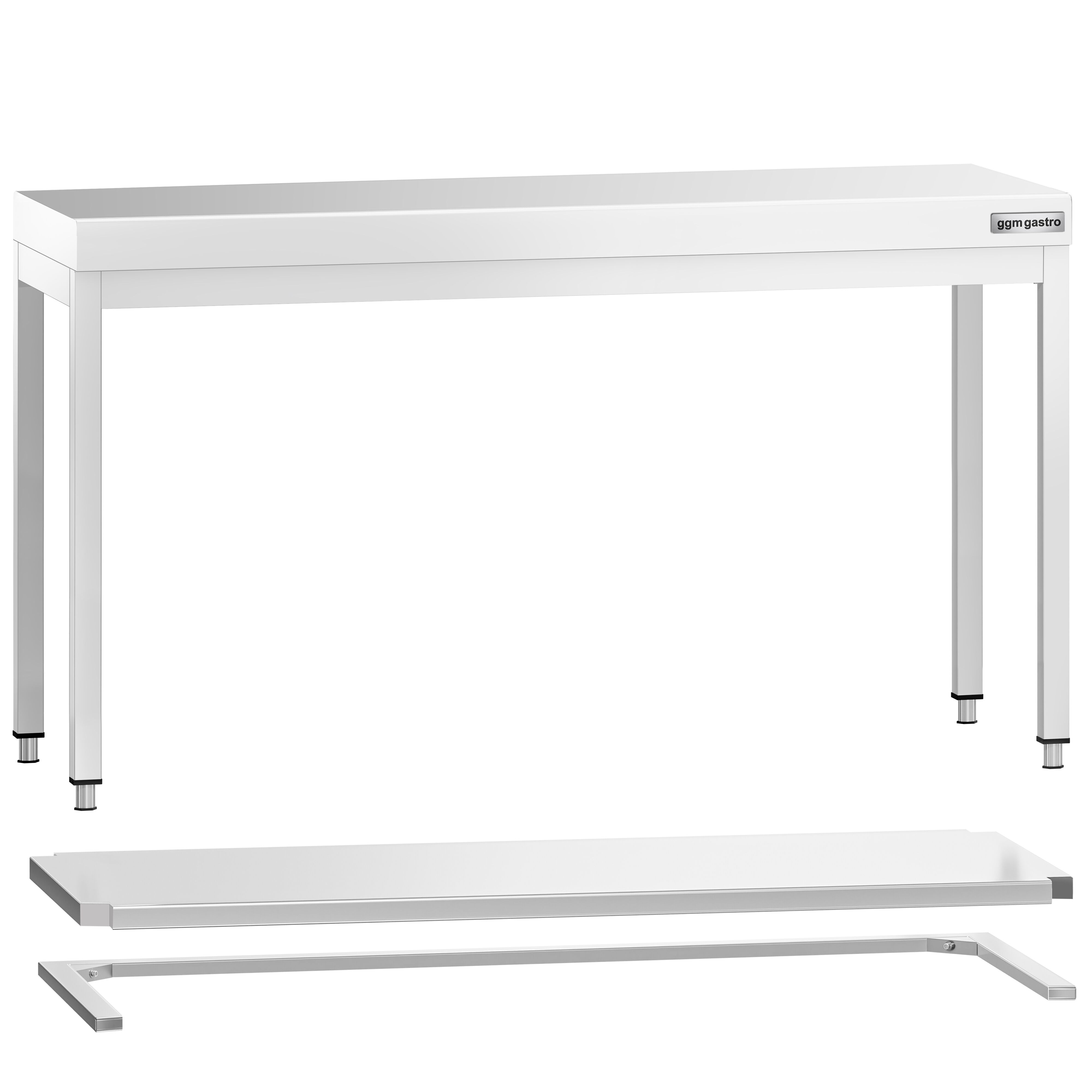 Table de travail en inox PREMIUM – 1600x700 mm – avec tablette inférieure et renforts