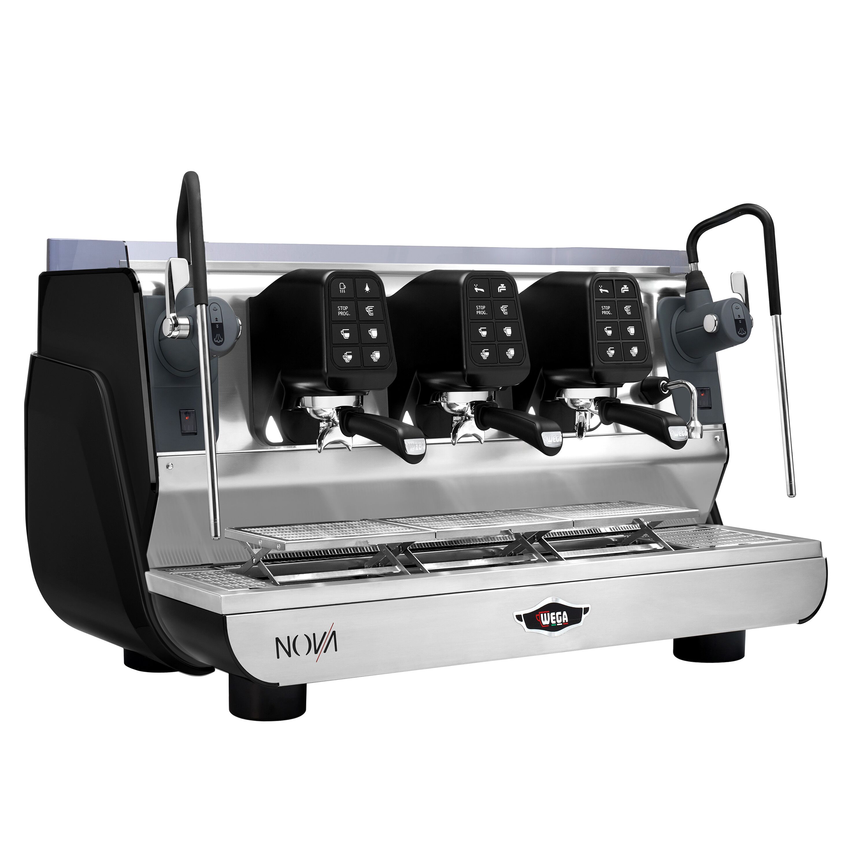 WEGA | Nova - Espressor - 3 grupuri - 5,7 kW - cu 2 spumante de lapte și apă fierbinte - Touch - Negru