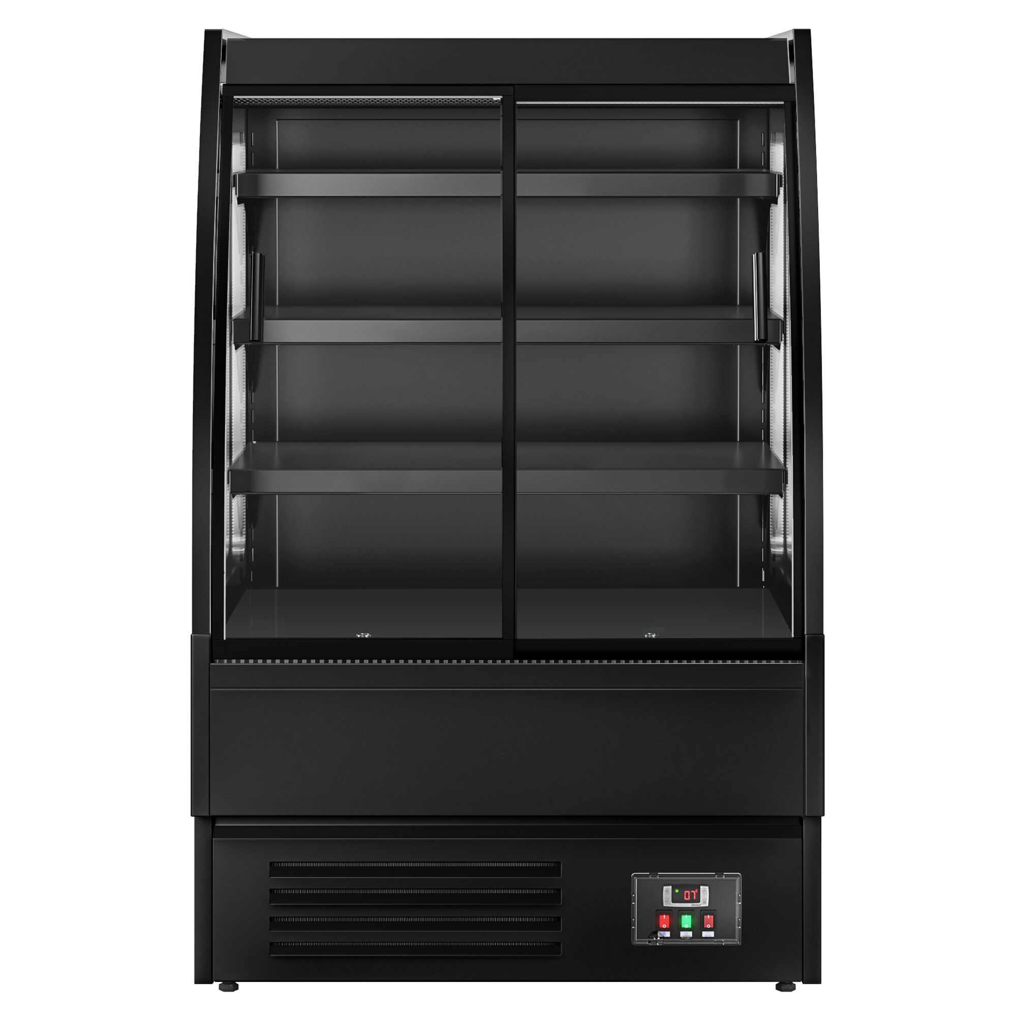 Vitrine murale réfrigérée - 900mm - 216L - avec 2 portes coulissantes vitrées & 3 étagères - arrière fermé - Noir
