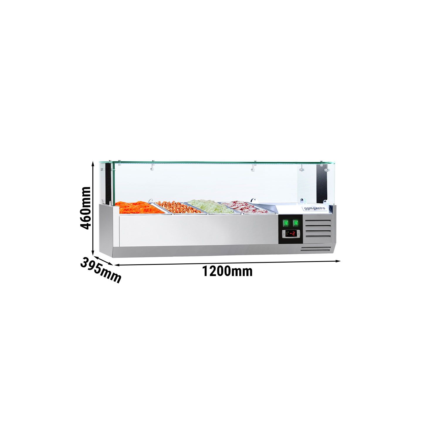 Vitrine Réfrigérée à Ingrédients PREMIUM avec éclairage LED - 1200x395mm - 3x GN 1/3 + 1x GN 1/2
