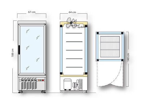 4-Sided Glass Display Fridge - 430L - 670mm - with 5 rotating glass shelves - 1 glass door - for patisserie - Silver
