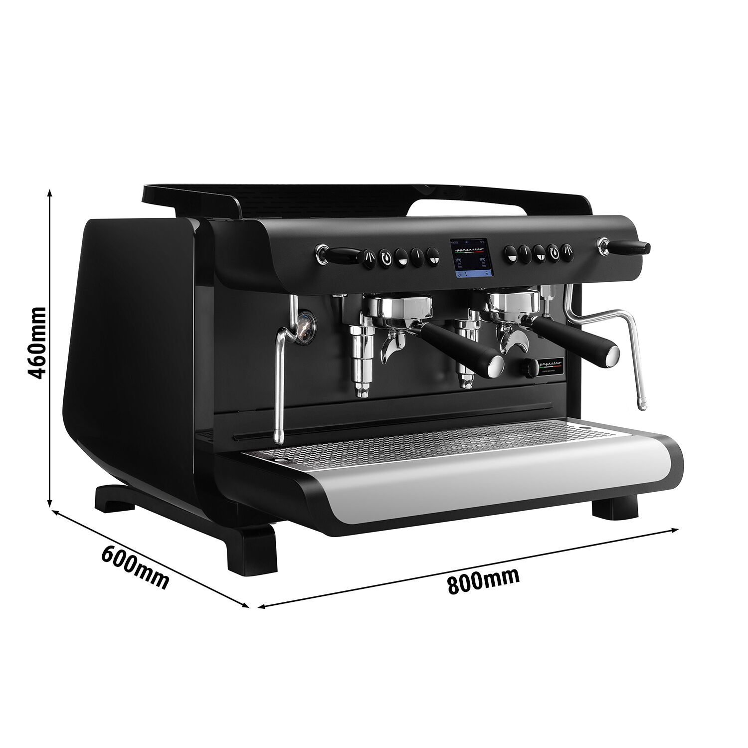 Machine à café porte-filtre – 2 groupes – multichaudière – écran tactile – système de préinfusion – Noir