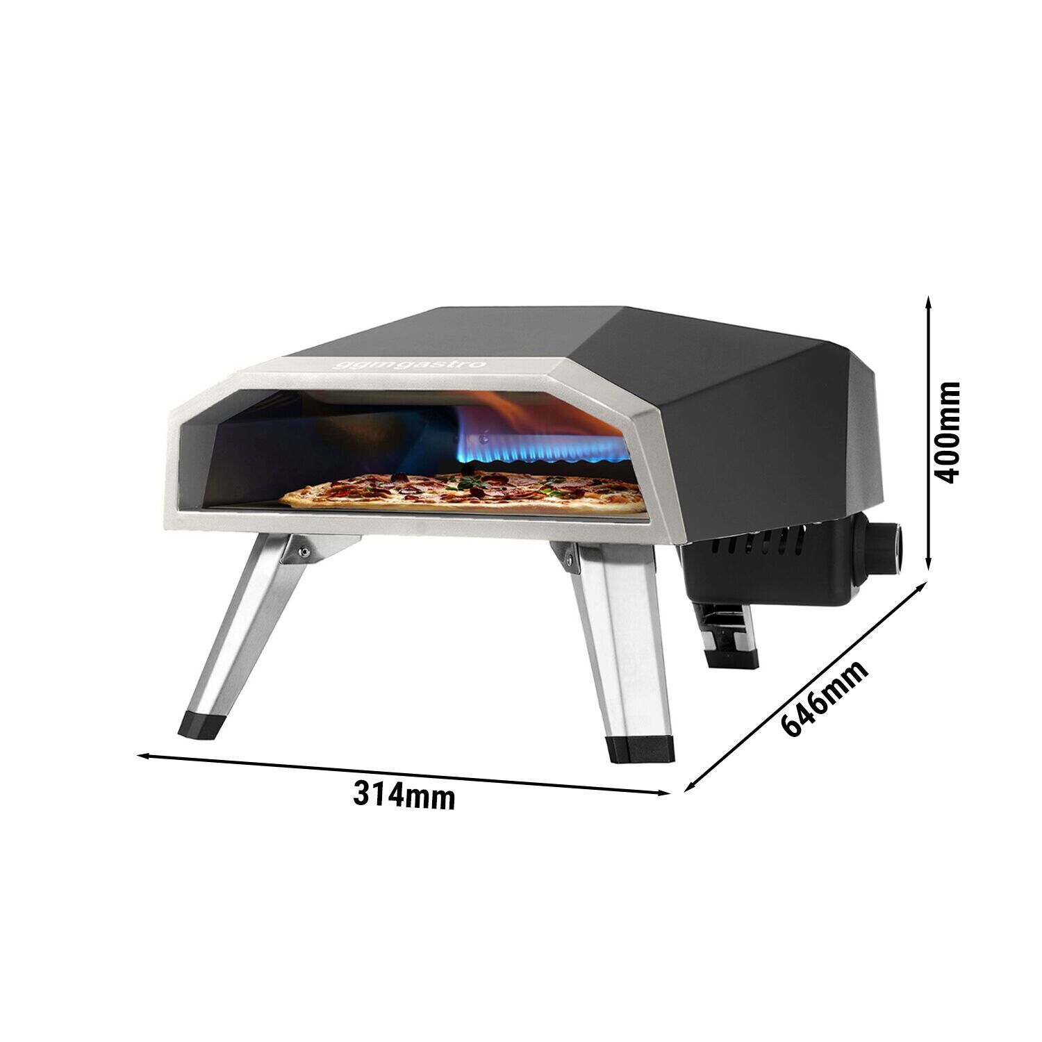 (2 pcs) Four à pizza d’extérieur à gaz - Sole en pierre réfractaire - Ø30cm - jusqu’à 500°C - avec 2 sacs de transport étanches