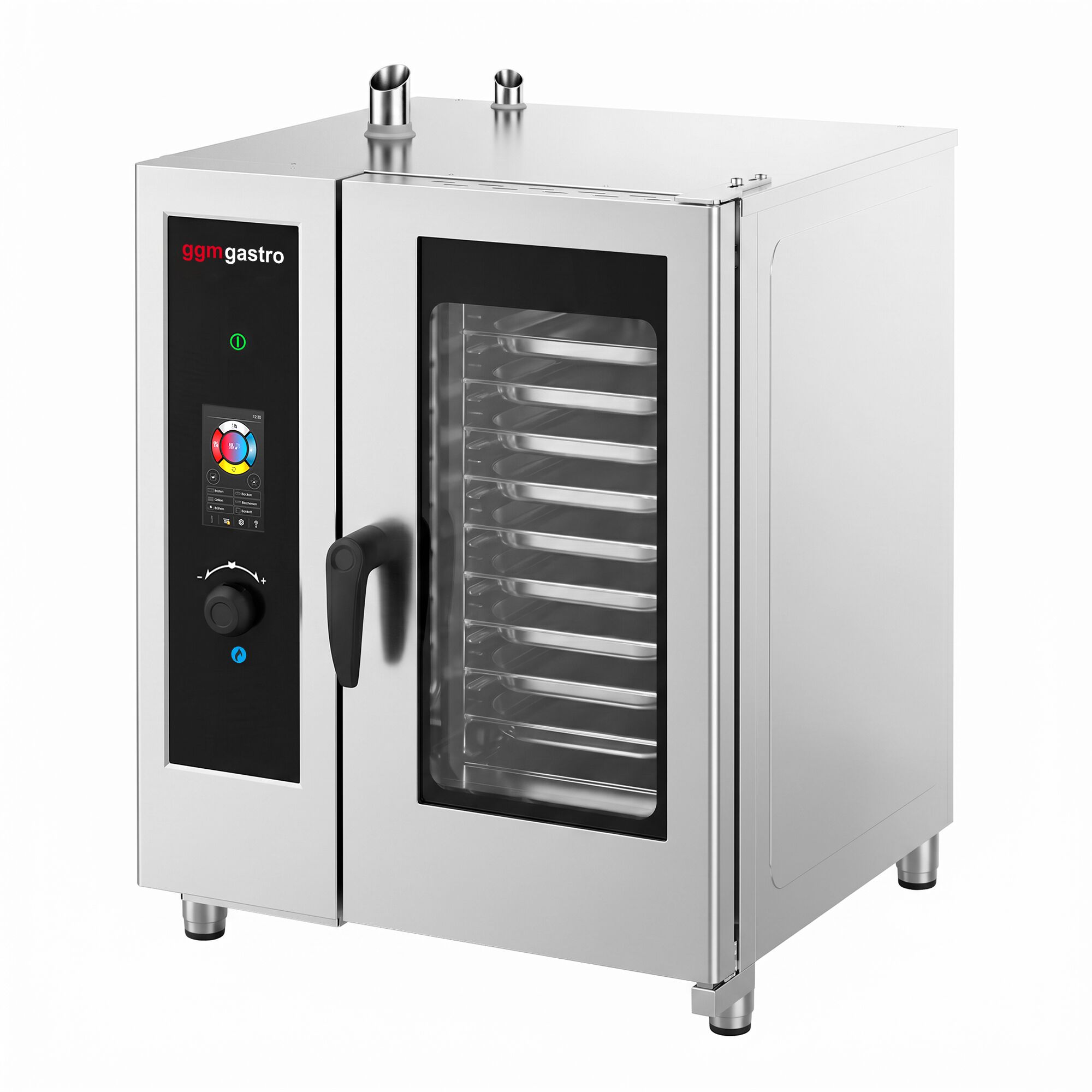Commercial Gas Combi Oven – Touch Control – 10 × GN 1/1 – with Automatic Cleaning System, Core Temperature Probe, Boiler, Rack