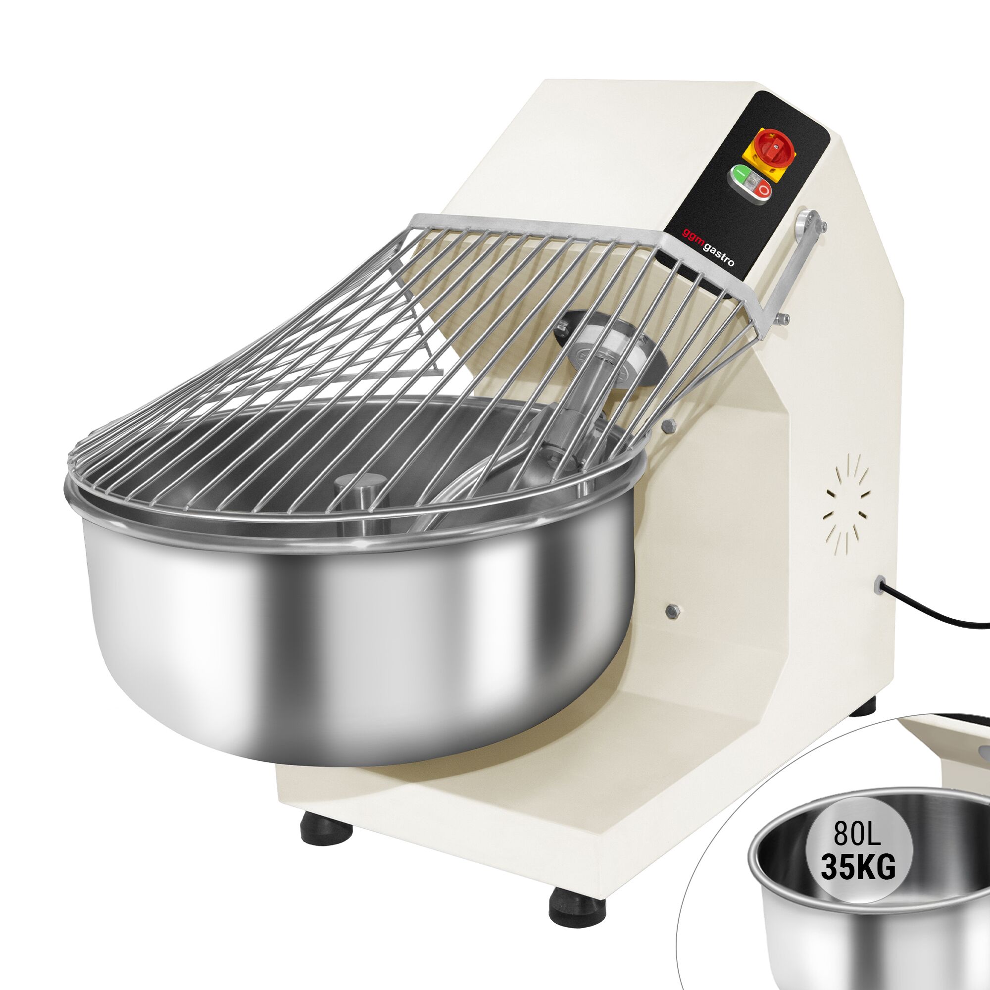 Commercial Spiral Dough Mixer - 80L / 50kg - Fixed Head & Bowl - 400V 3‑Phase
