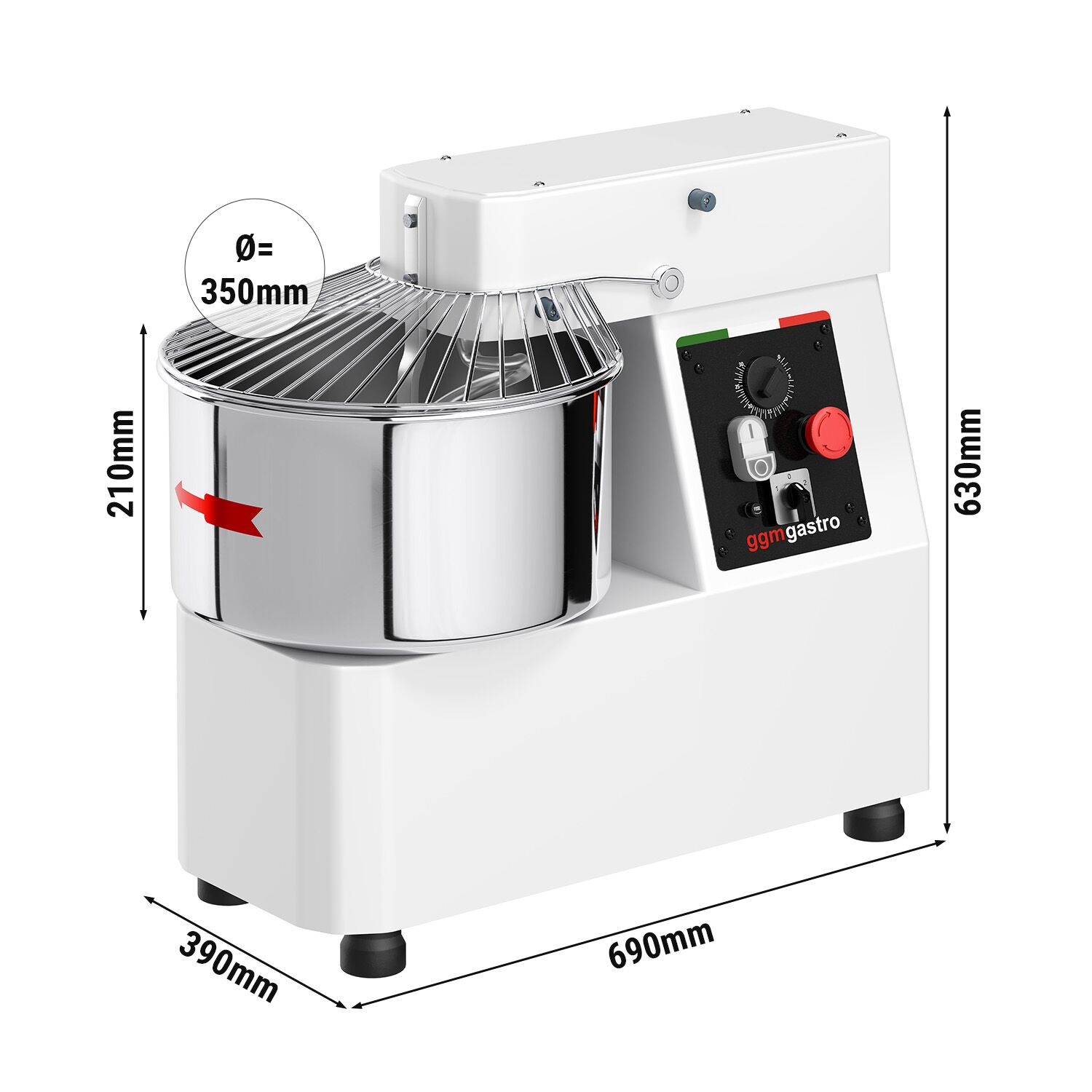 Pétrin à Pâte / Pétrin à spirale - 22 Litres / 18 kg - 2 Vitesses - avec Cuve Fixe - Fonction Minuterie