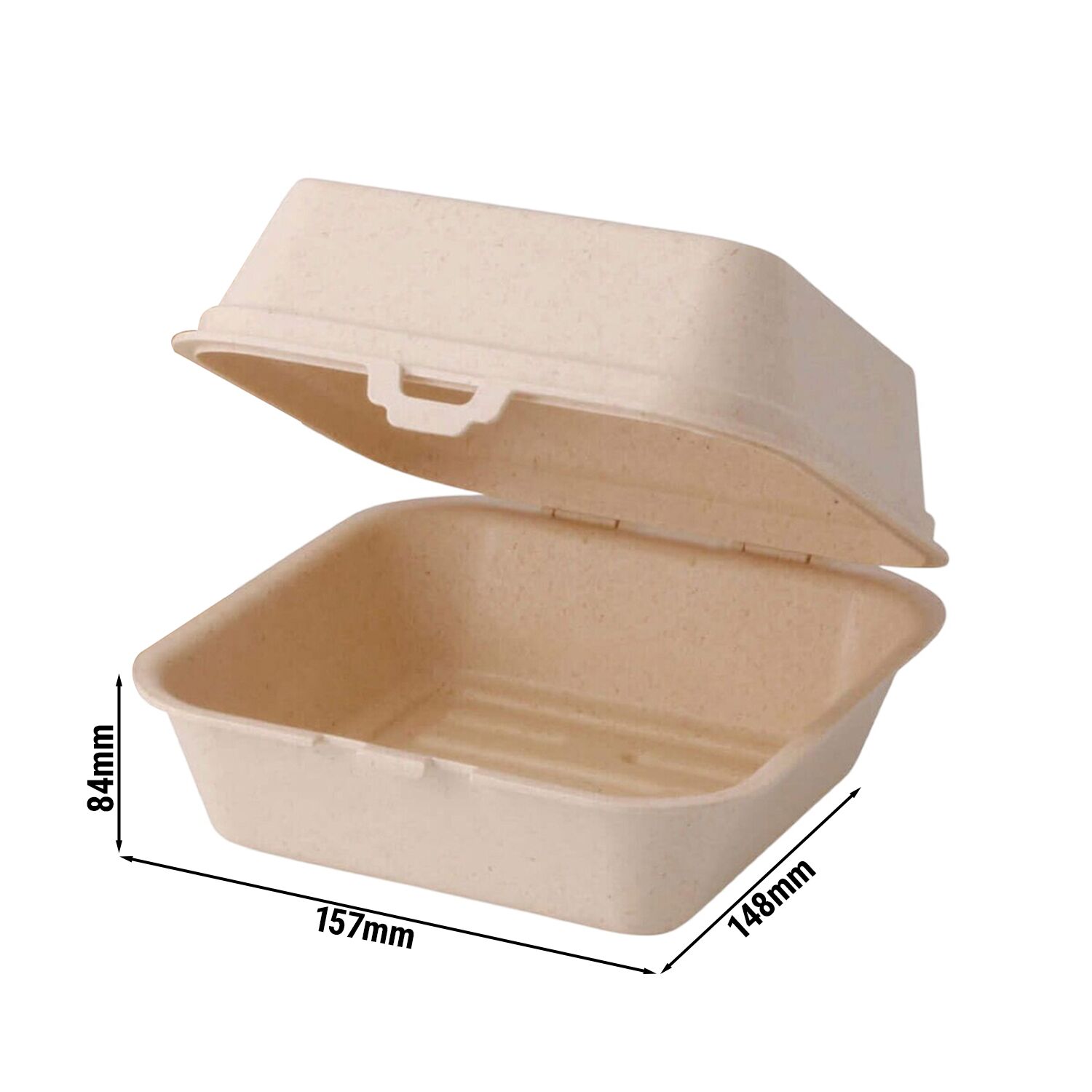 (60 pièces) Boîte à burger réutilisable - 157x148x84mm - Crème
