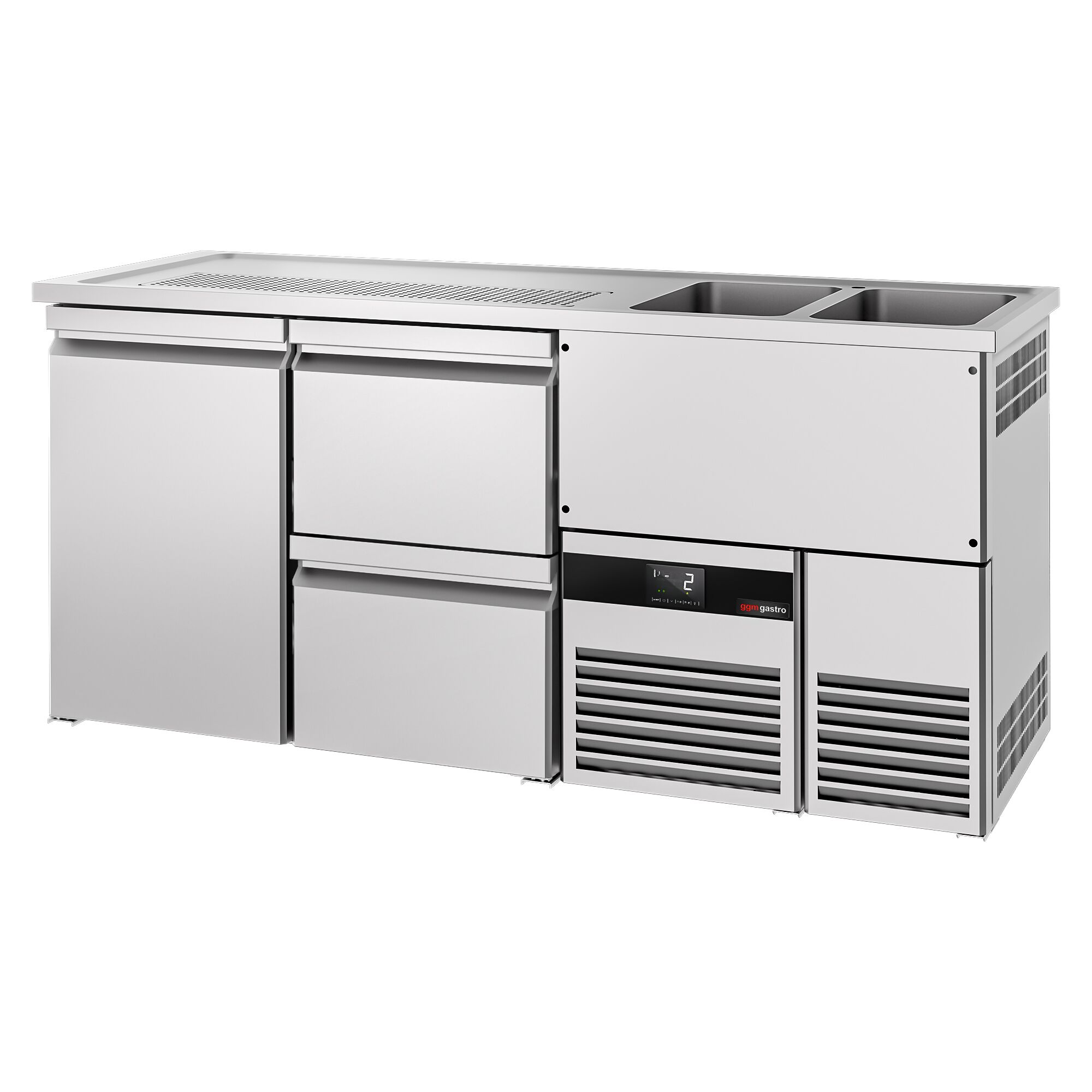 Comptoir de bar réfrigéré PREMIUM - 1950x700mm - 1 porte et 2 tiroirs