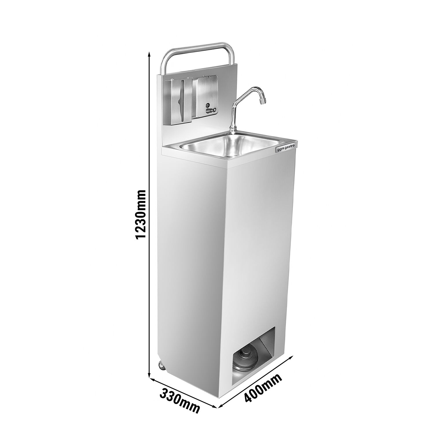 Lavabo mobile - inox - avec distributeur de savon & de serviettes en papier