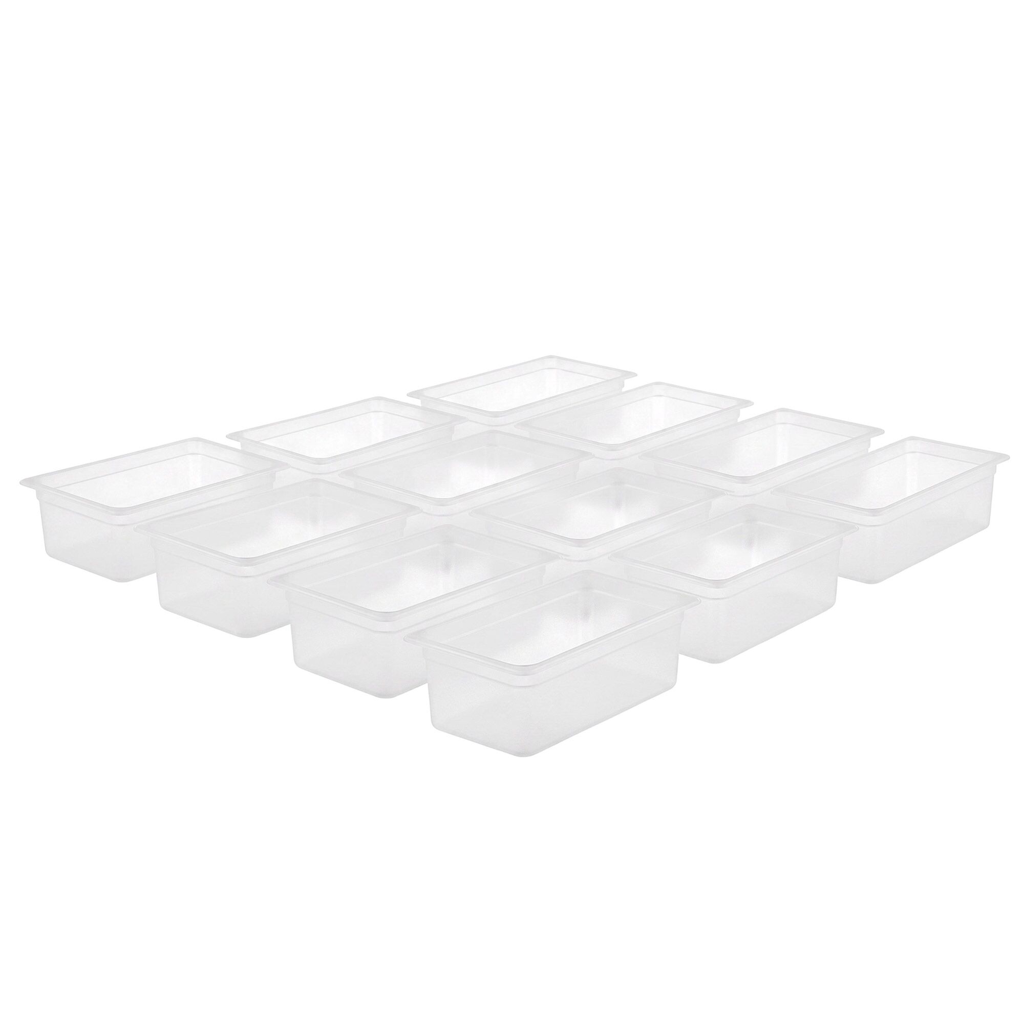 (12 pièces) Bac en Polypropylène - GN 1/2 - Translucide - 5,9 L - Hauteur : 100 mm