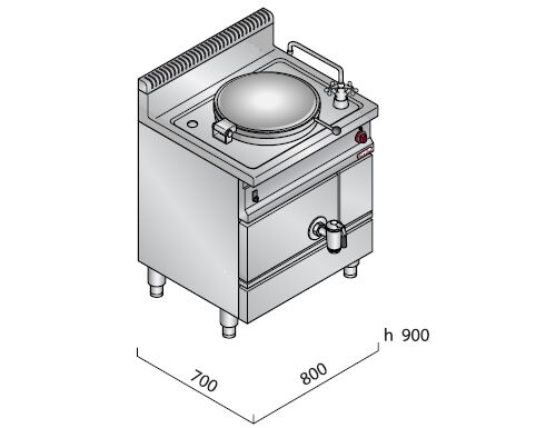 Marmite de Cuisson à Gaz - 55 Litres - 15,5 kW - Chauffage Direct