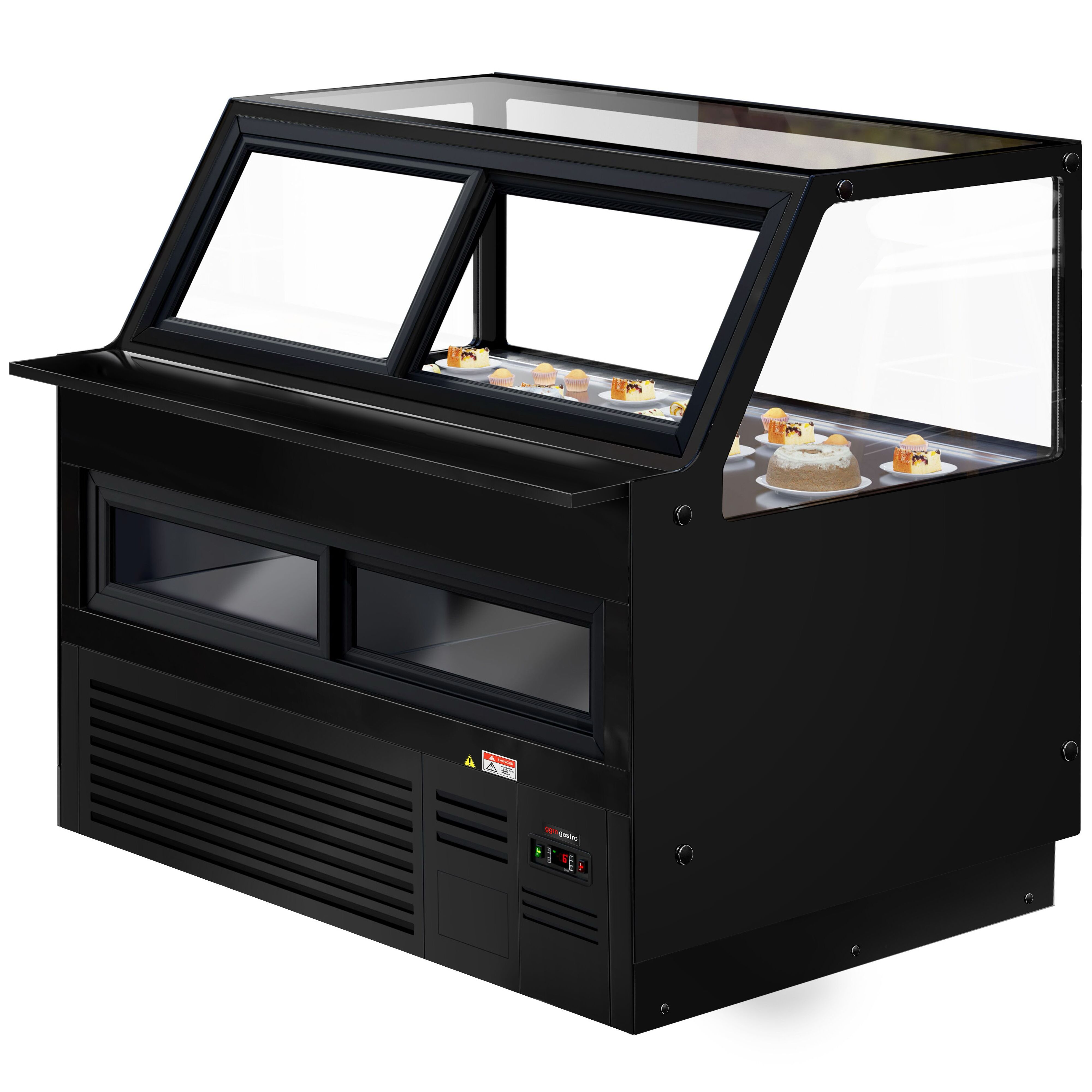 Comptoir vitrine réfrigérée - 1500x1048mm - +2/+8°C - Double vitrage - Éclairage LED - Façade noire