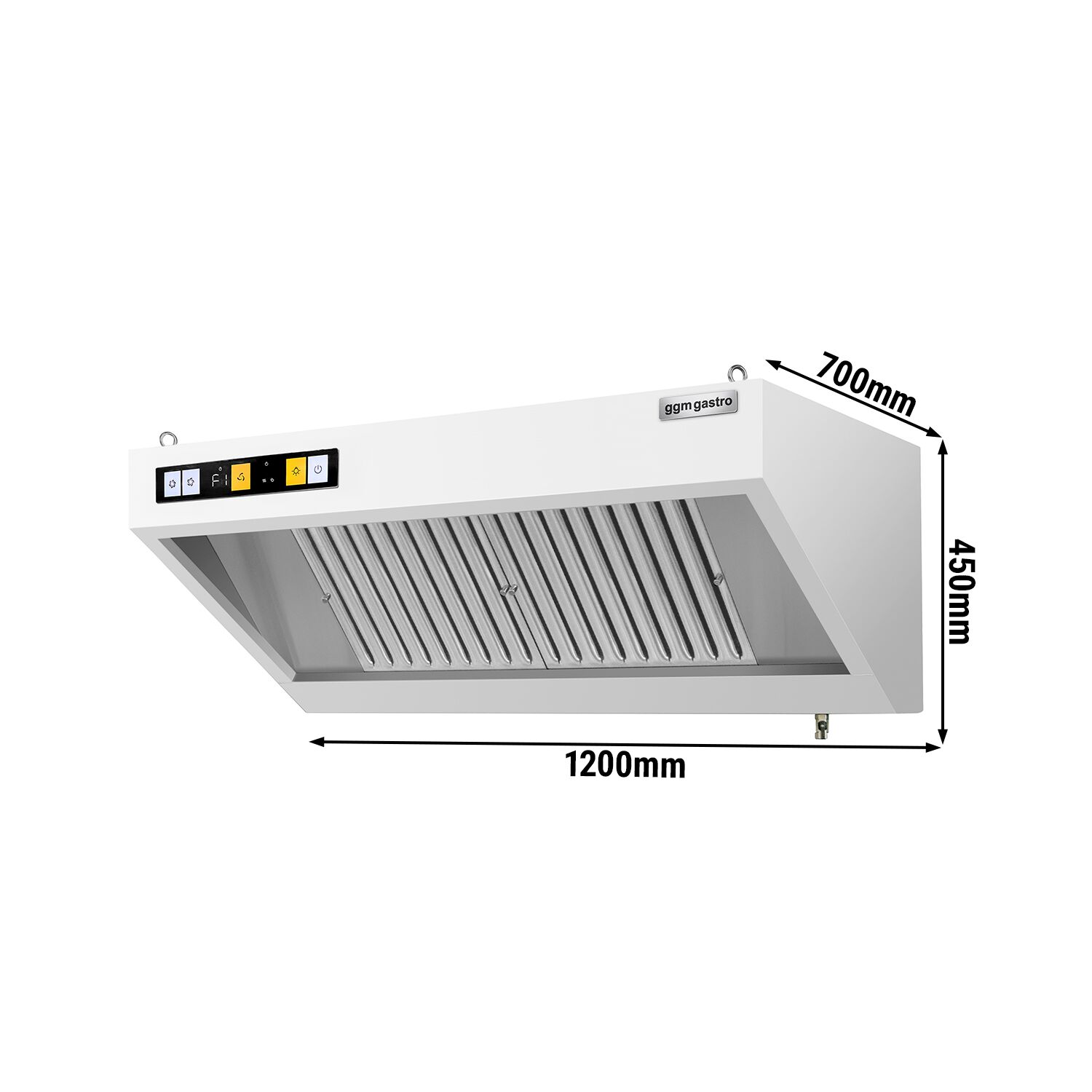Hotte murale avec moteur – 1200 mm – régulateur, filtre et lampe