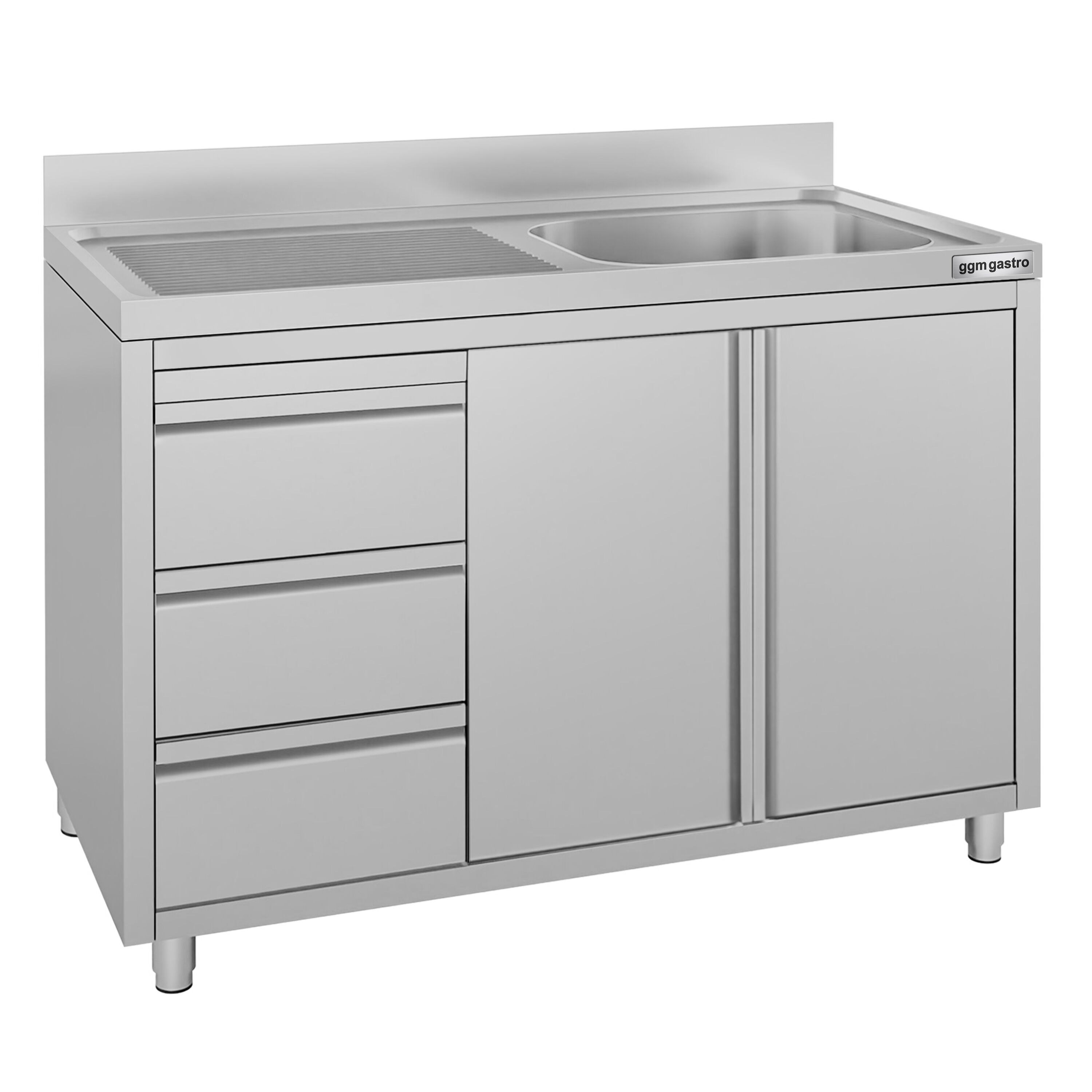 Meuble évier ECO - 1200 x 600 mm - 3 tiroirs - & 1 bac à droite