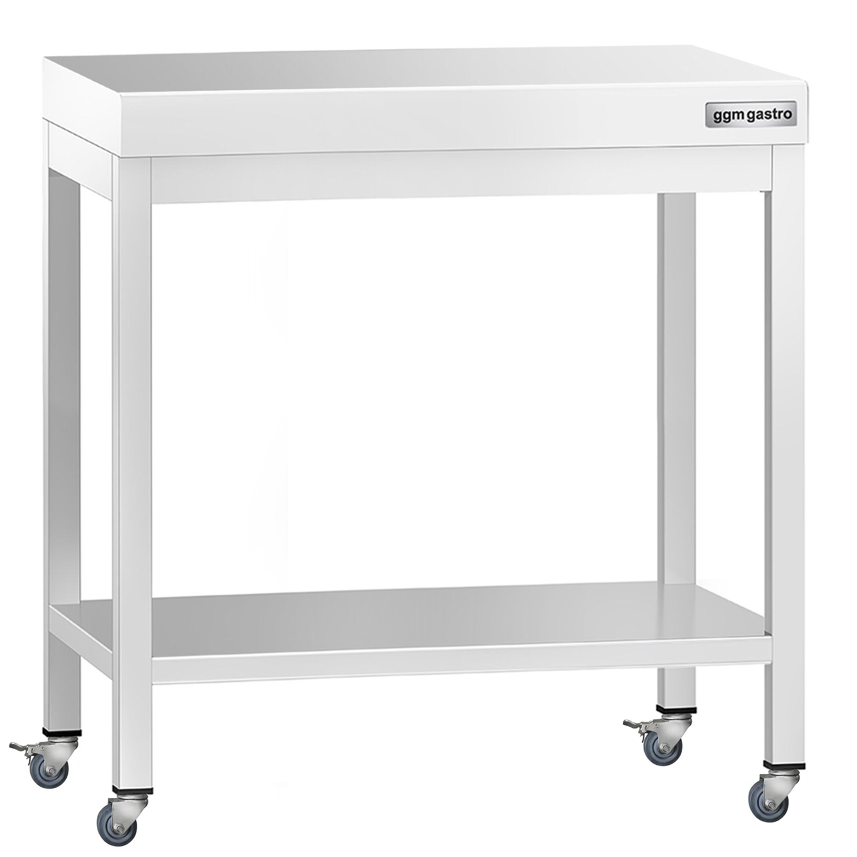 Table de travail en inox PREMIUM - 800 x 700 mm - avec tablette inférieure et roulettes
