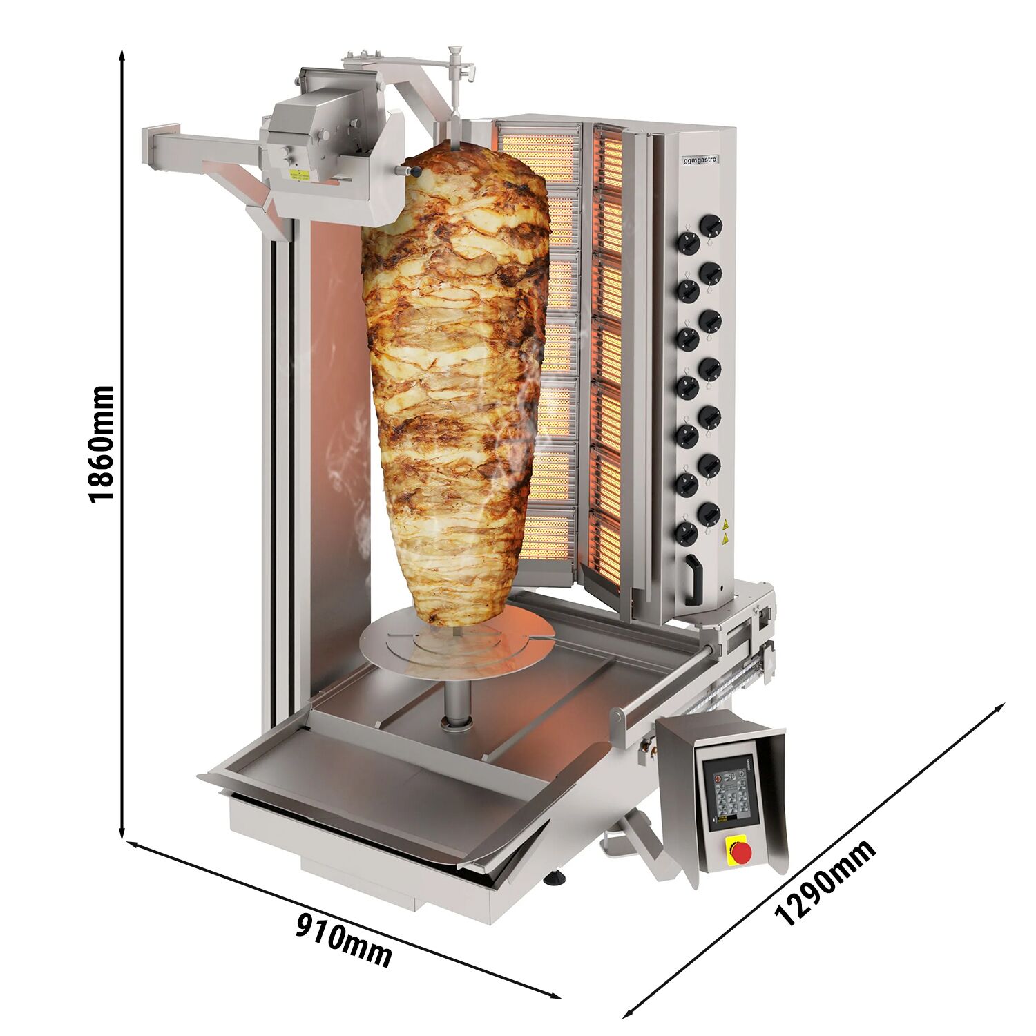 Gas Automatic Doner Kebab Grill - 14 Burner - up to 280kg - 37.24kW