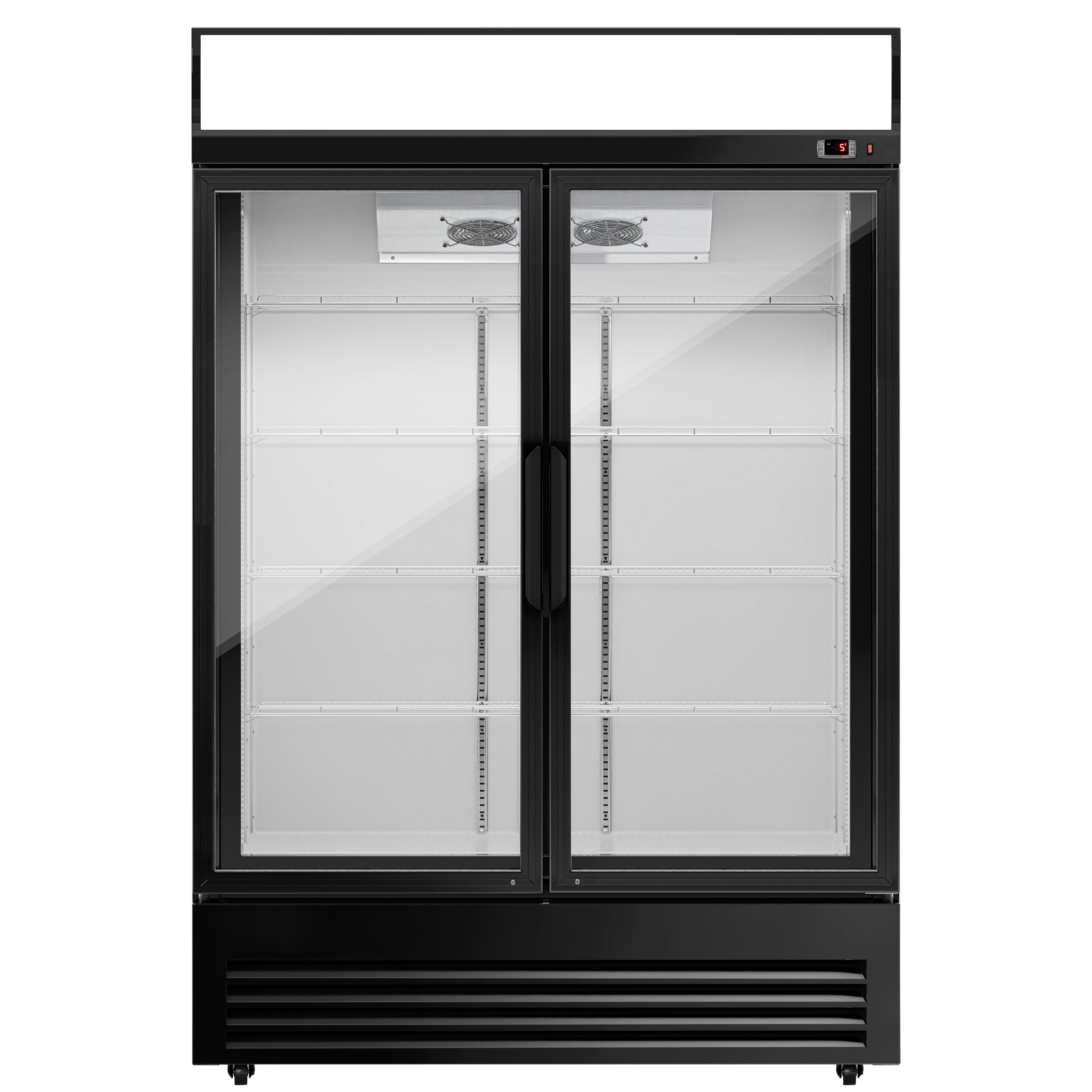 Vitrine réfrigérée à boissons - 1295mm - 880 L - 2 portes vitrées - éclairage LED - thermostat numérique - Noir - +2 à +8 °C