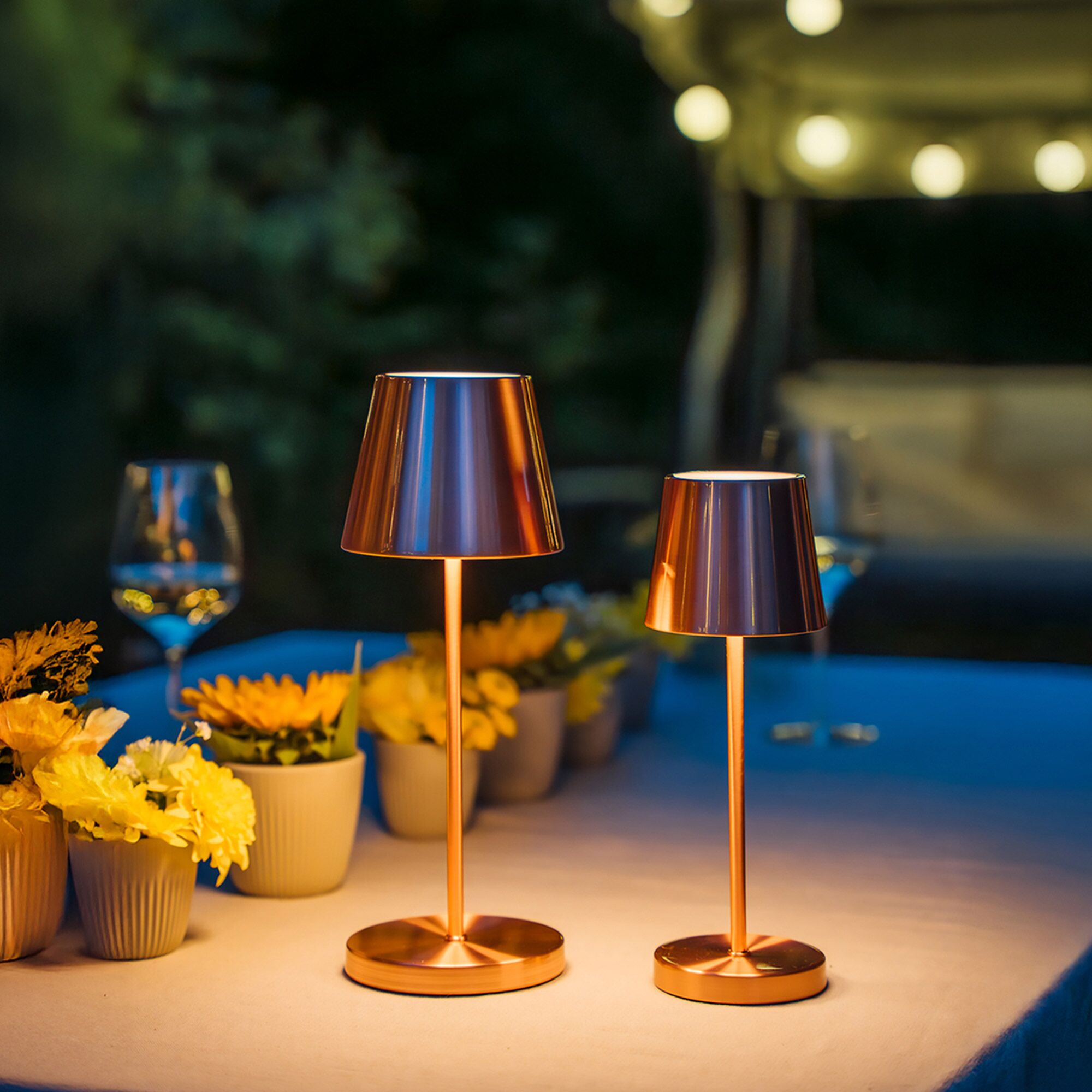 (4 pièces) Lampe de table – MERLE MICRO – dimmable en 3 niveaux – Ø 80 mm – Cuivre