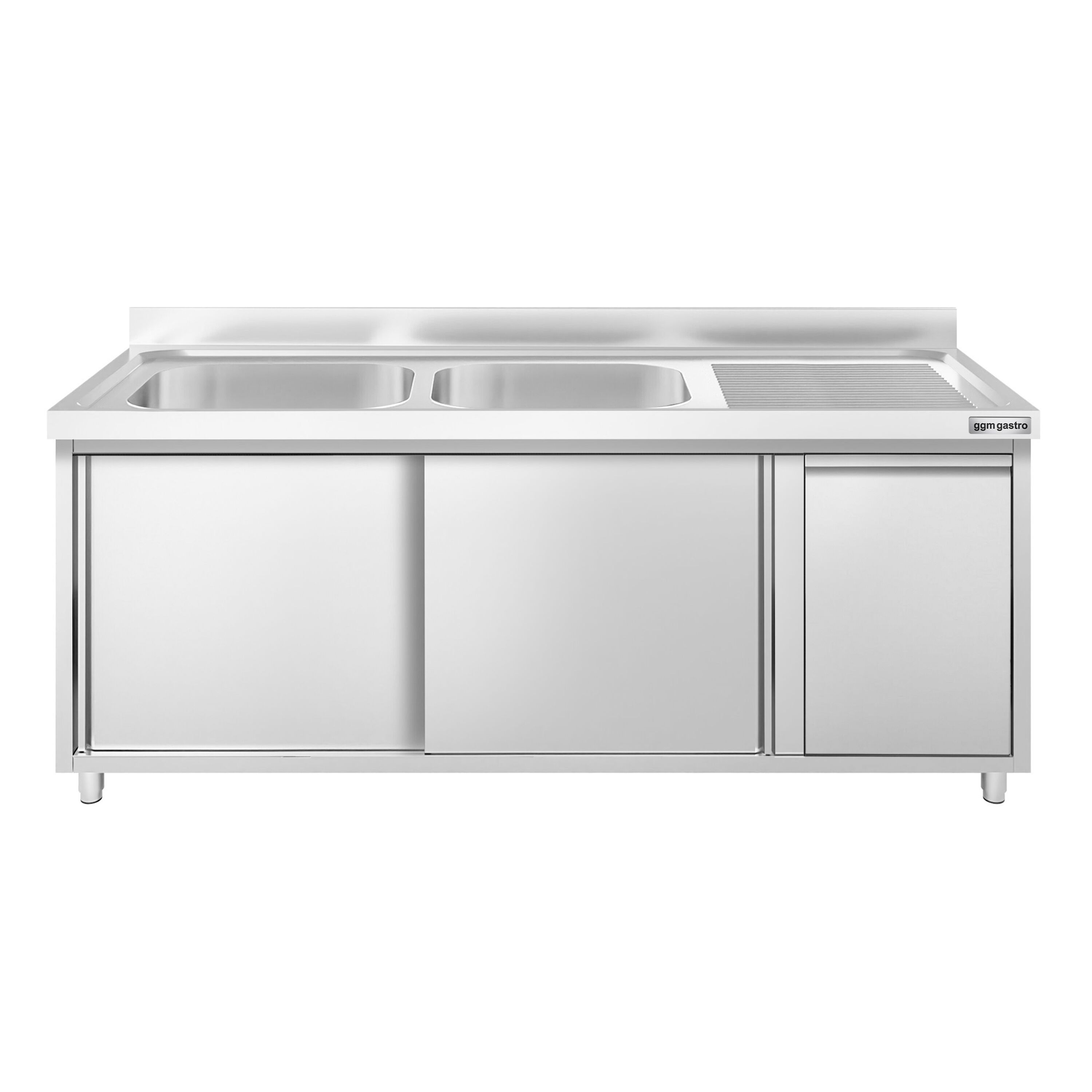 Meuble plonge PREMIUM - 1800x600mm - avec poubelle intégrée et 2 bacs