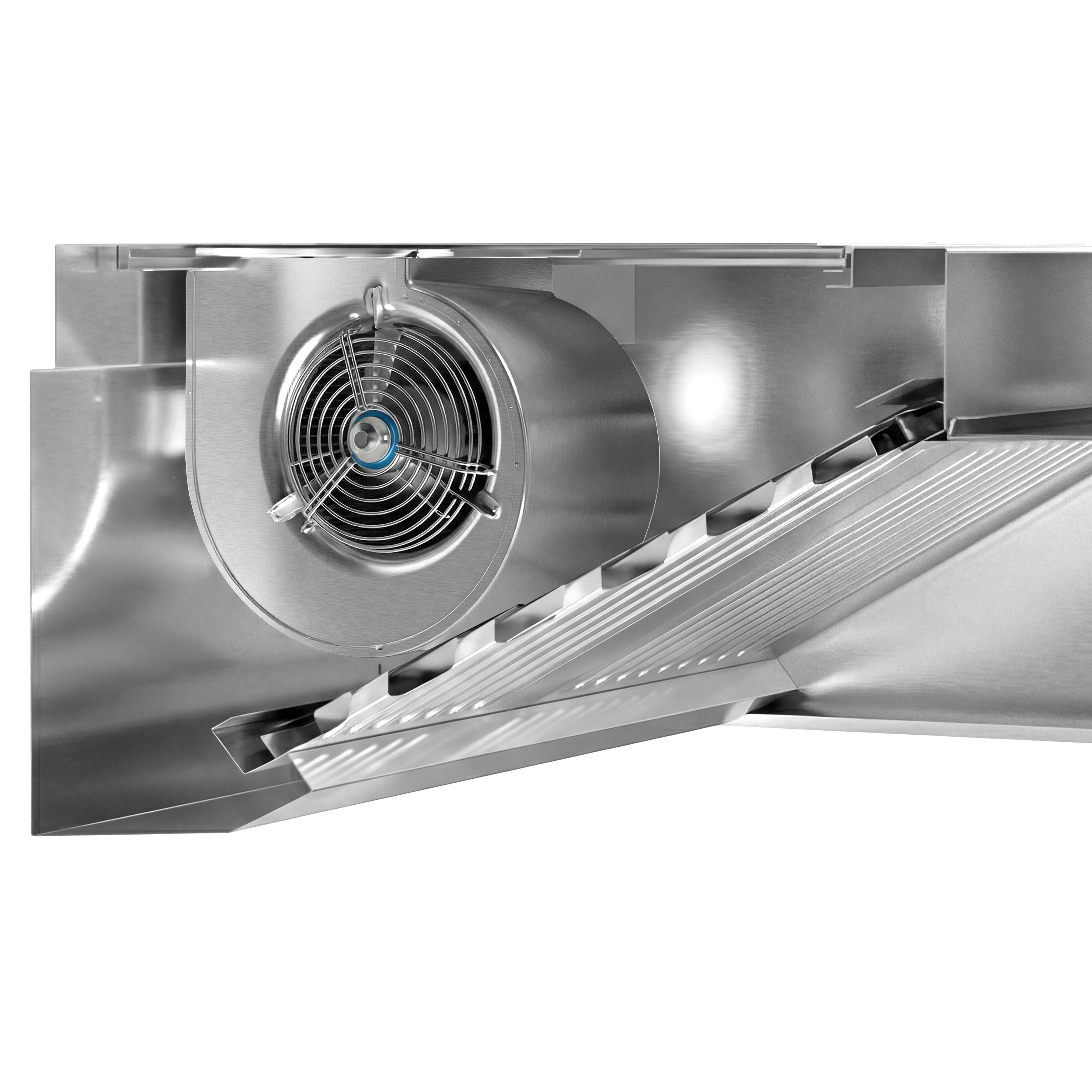 Hotte à adosser professionnelle complète - Profondeur 900 - 1400mm - avec moteur et variateur - avec filtres et éclairage