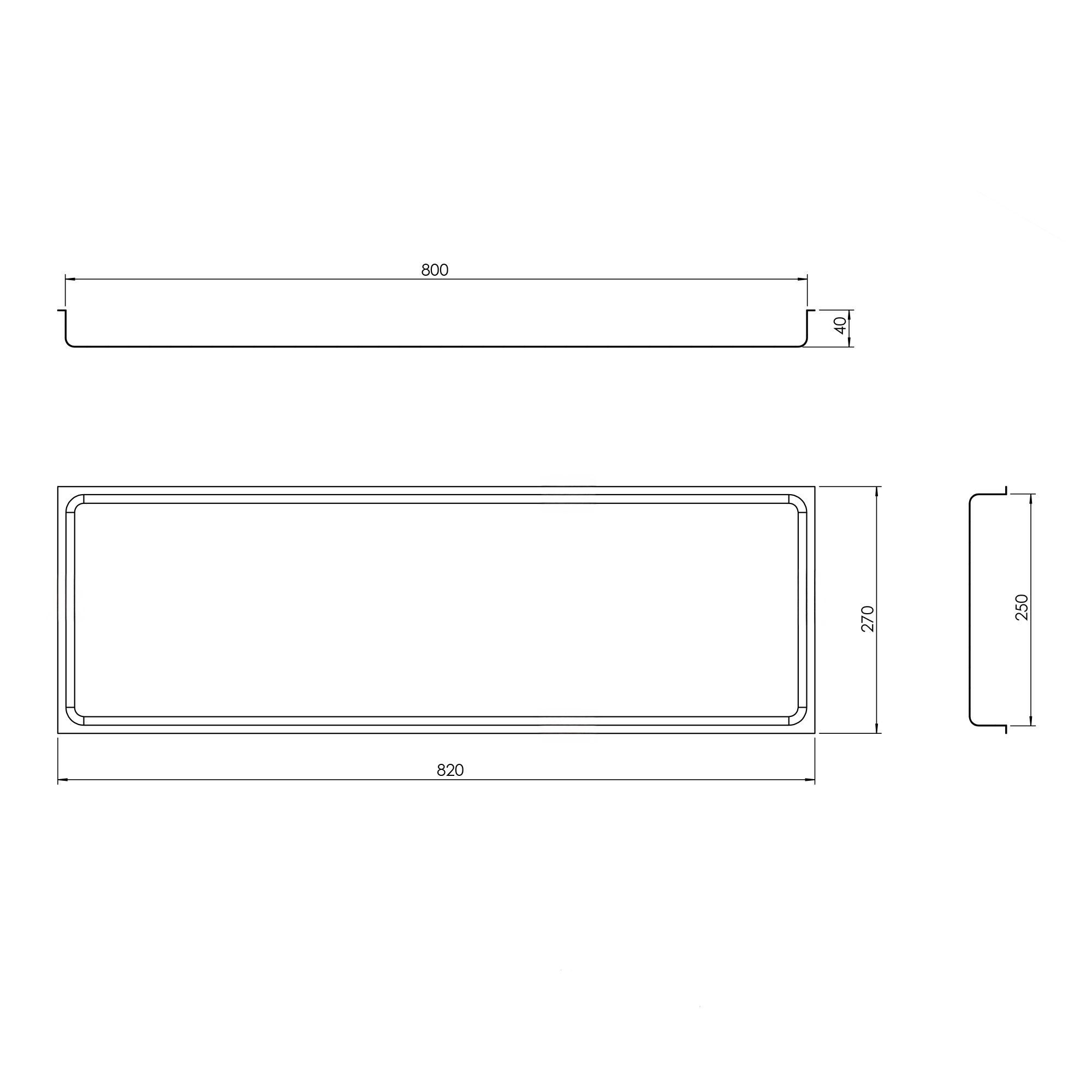 Plateau de service avec rebord - Acier inoxydable - avec rebord - rectangulaire - 820x270x40mm