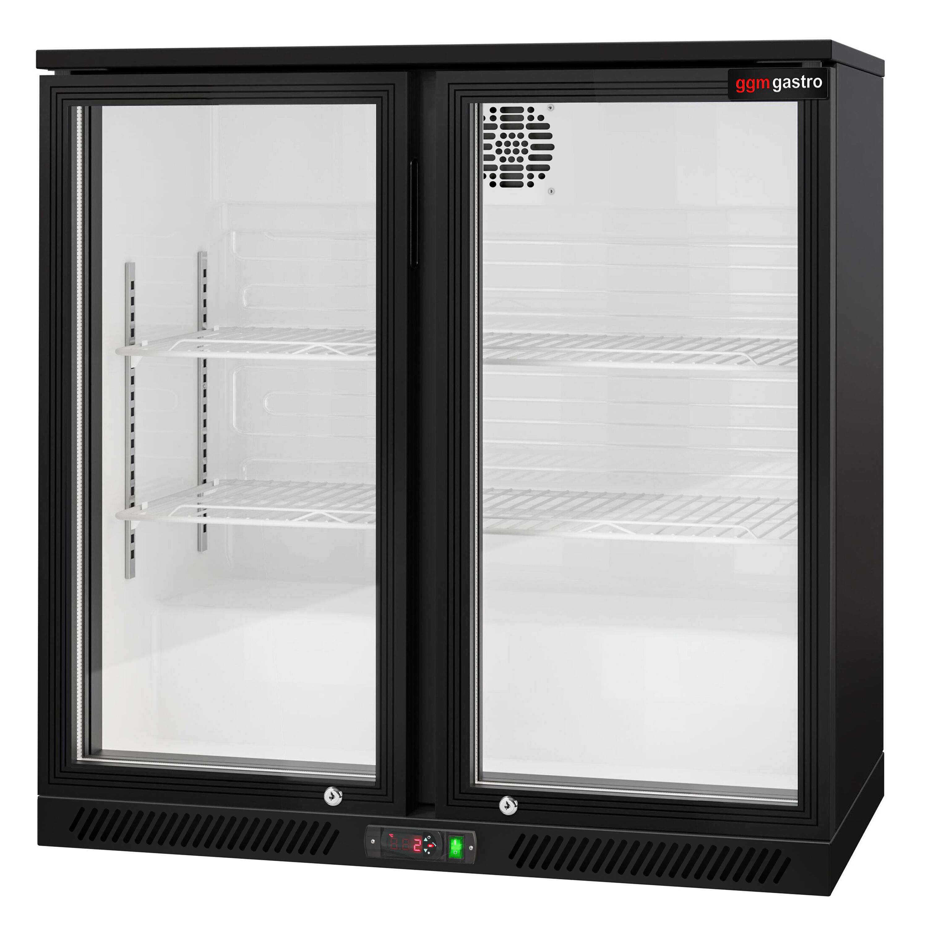Réfrigérateur de bar – 900 mm – 220 litres – avec 2 portes vitrées battantes – Noir