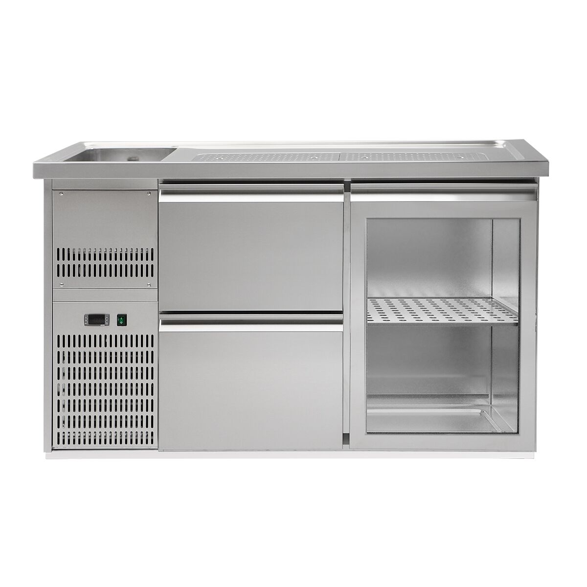 Direct Draw Beer Dispenser / Kegerator PREMIUM PLUS - 1550x700mm - Single Glass Door & 2 Drawers