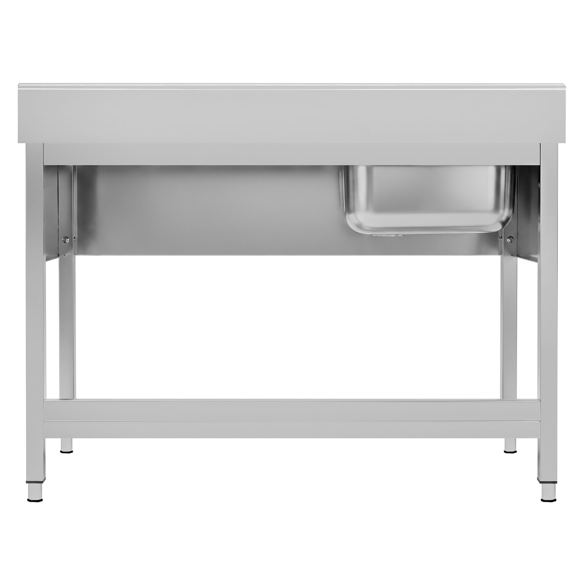 Stainless Steel Commercial Sink Unit ECO - 1400x700mm - with Single Bowl Left-hand - with Undershelf - with Upstand