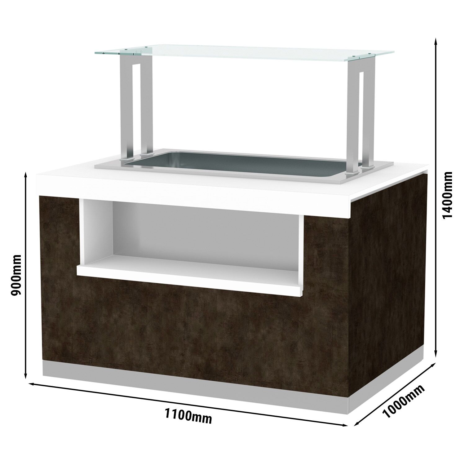 Ice Cream Display Freezer | PRAG - 1100mm - for 4 x 5 litres Napoli pans