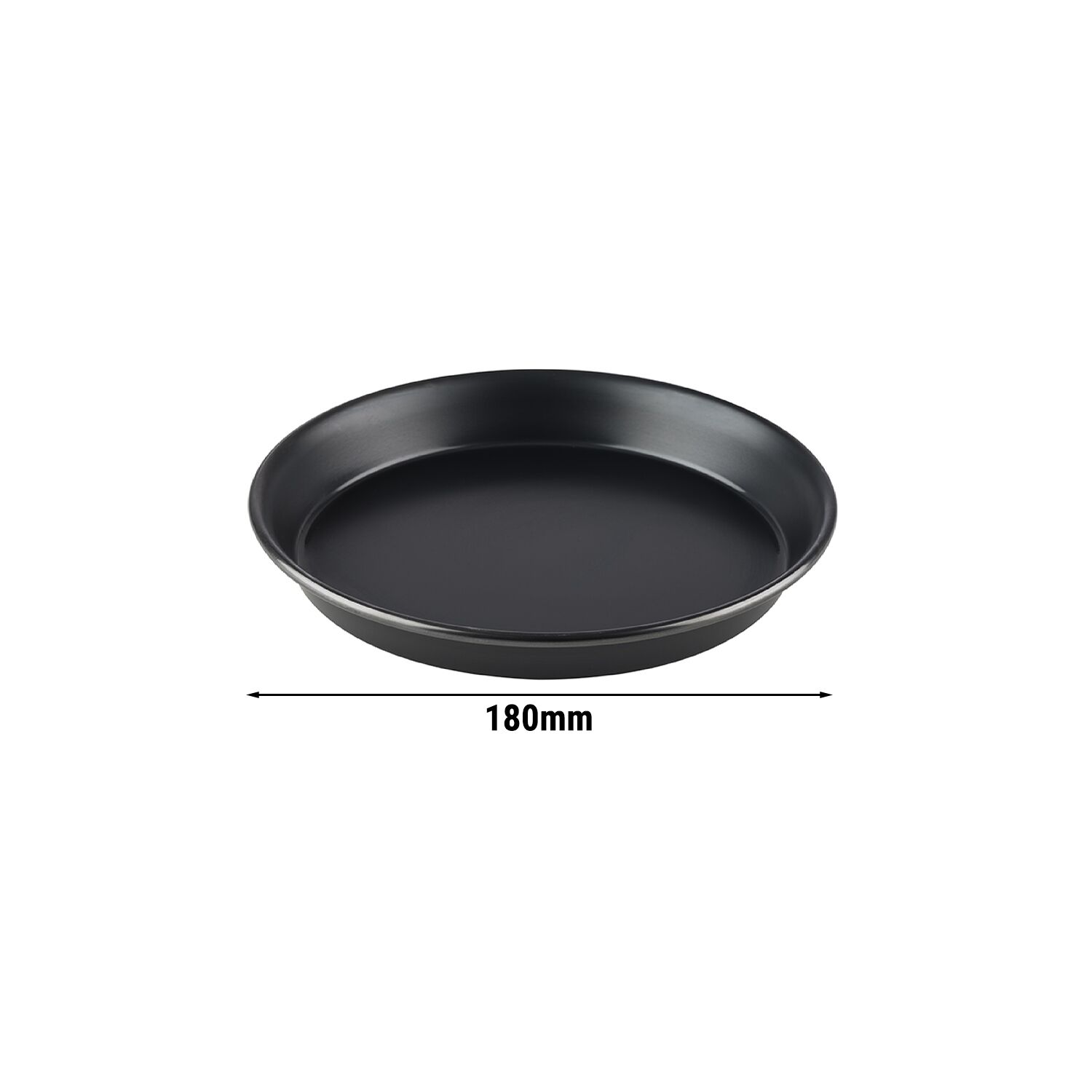 (10 stuks) Pizzaplaat - blauw plaatstaal - met opstaande rand - Ø180mm - hoogte: 25mm - zwart