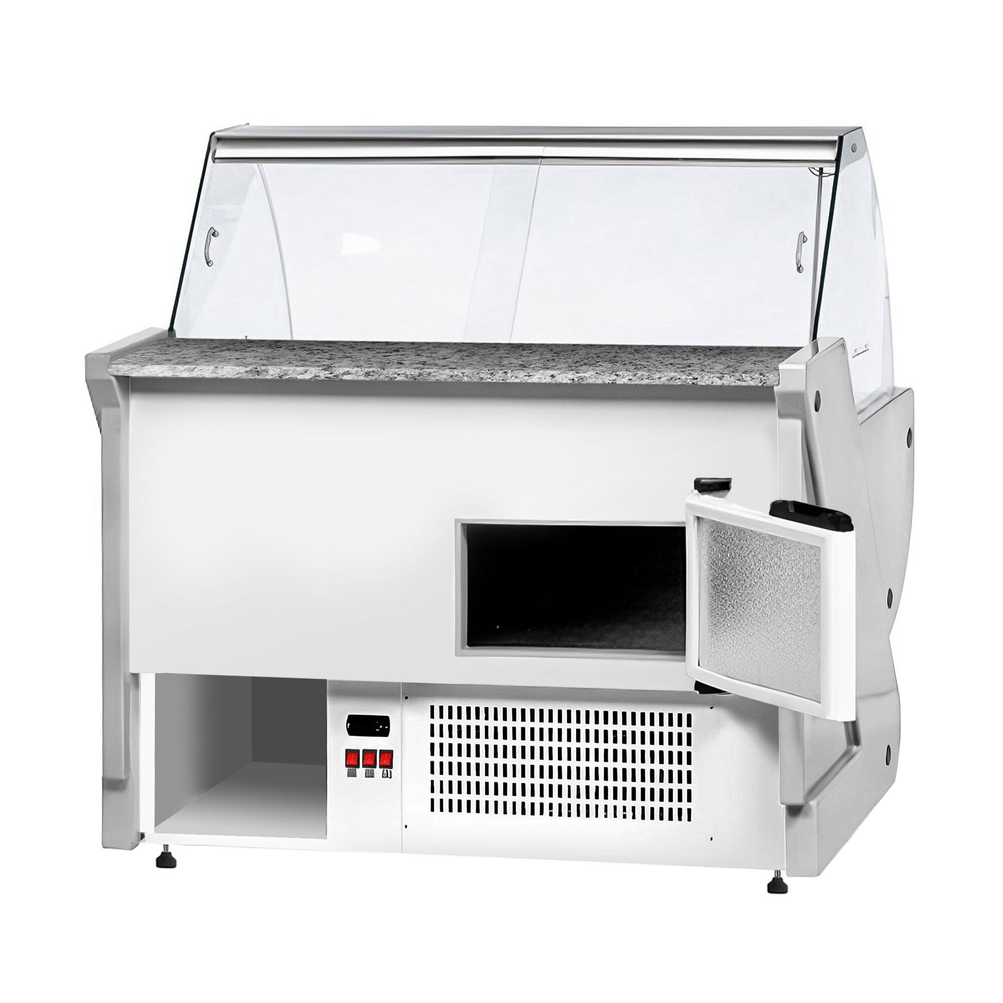 Comptoir vitrine réfrigérée - 990x1150mm - +1/+10°C - Vitre bombée - 250L - Façade verte