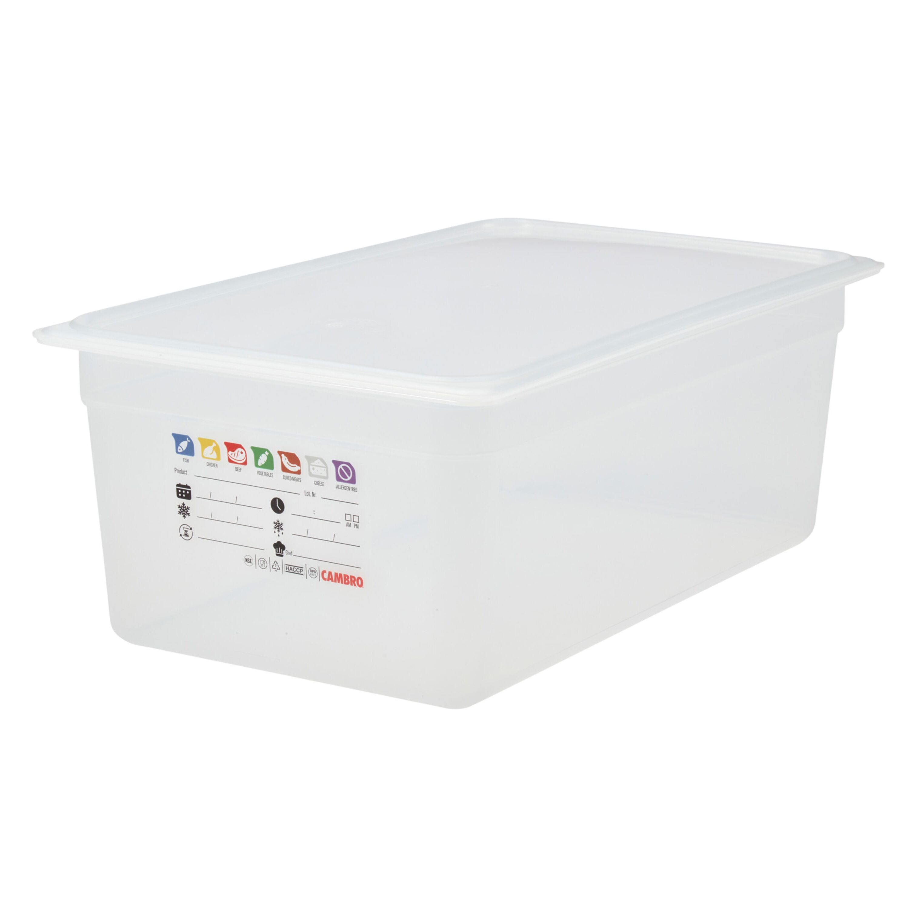(6 pièces) CAMBRO | SafeTrak - Récipients en polypropylène GN 1/1 - laiteux - Hauteur : 200mm