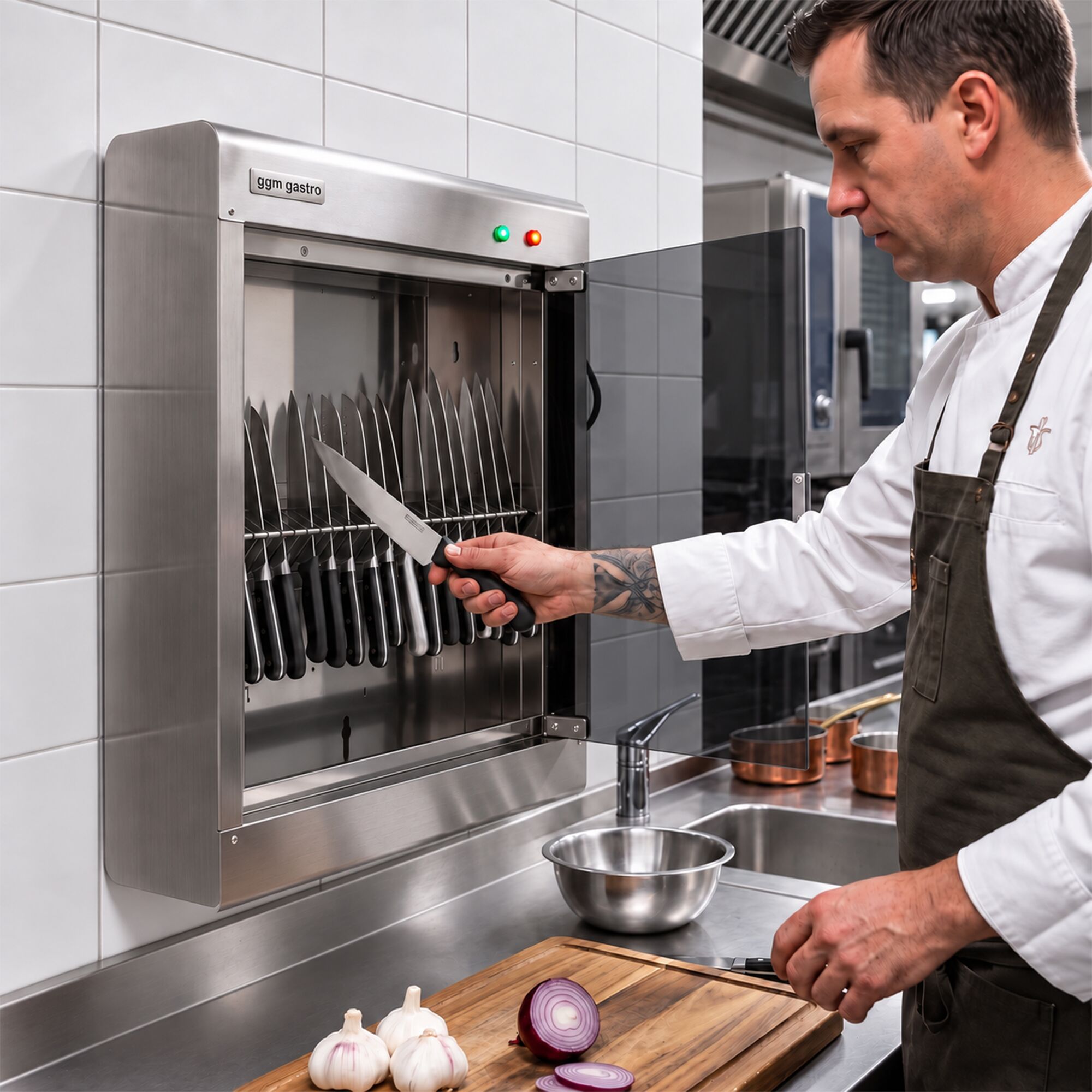 Sterilizzatore per coltelli - per 20 coltelli - con supporto per coltelli - timer fino a 60 min