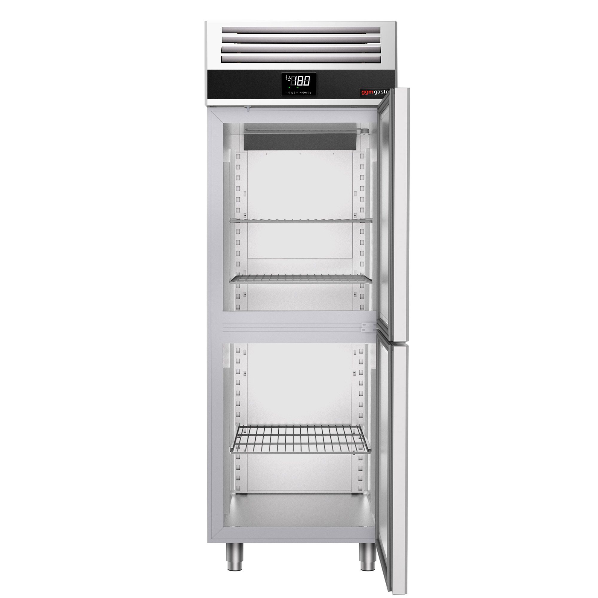 Armoire réfrigérée négative en acier inoxydable PREMIUM - GN 2/1 - 700 L - avec 2 demi-portes