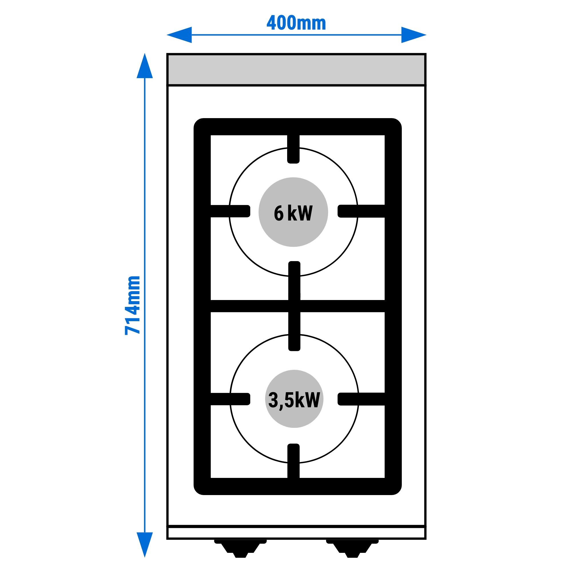 Fourneau à gaz – 9,5 kW – 2 brûleurs