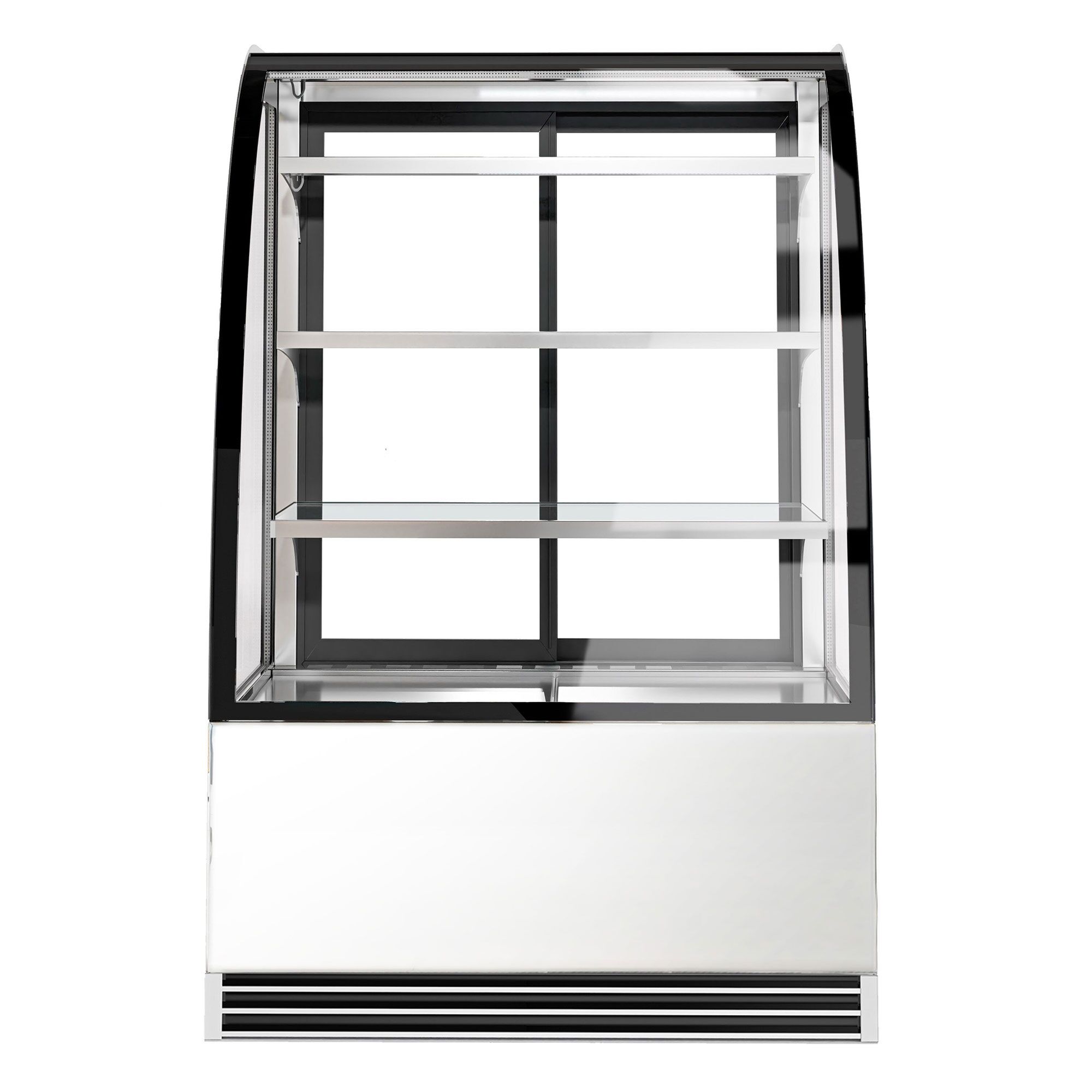 Vitrine de comptoir réfrigérée - 304L - 900mm - Double vitrage - avec 3 étagères en verre - portes coulissantes vitrées arrière
